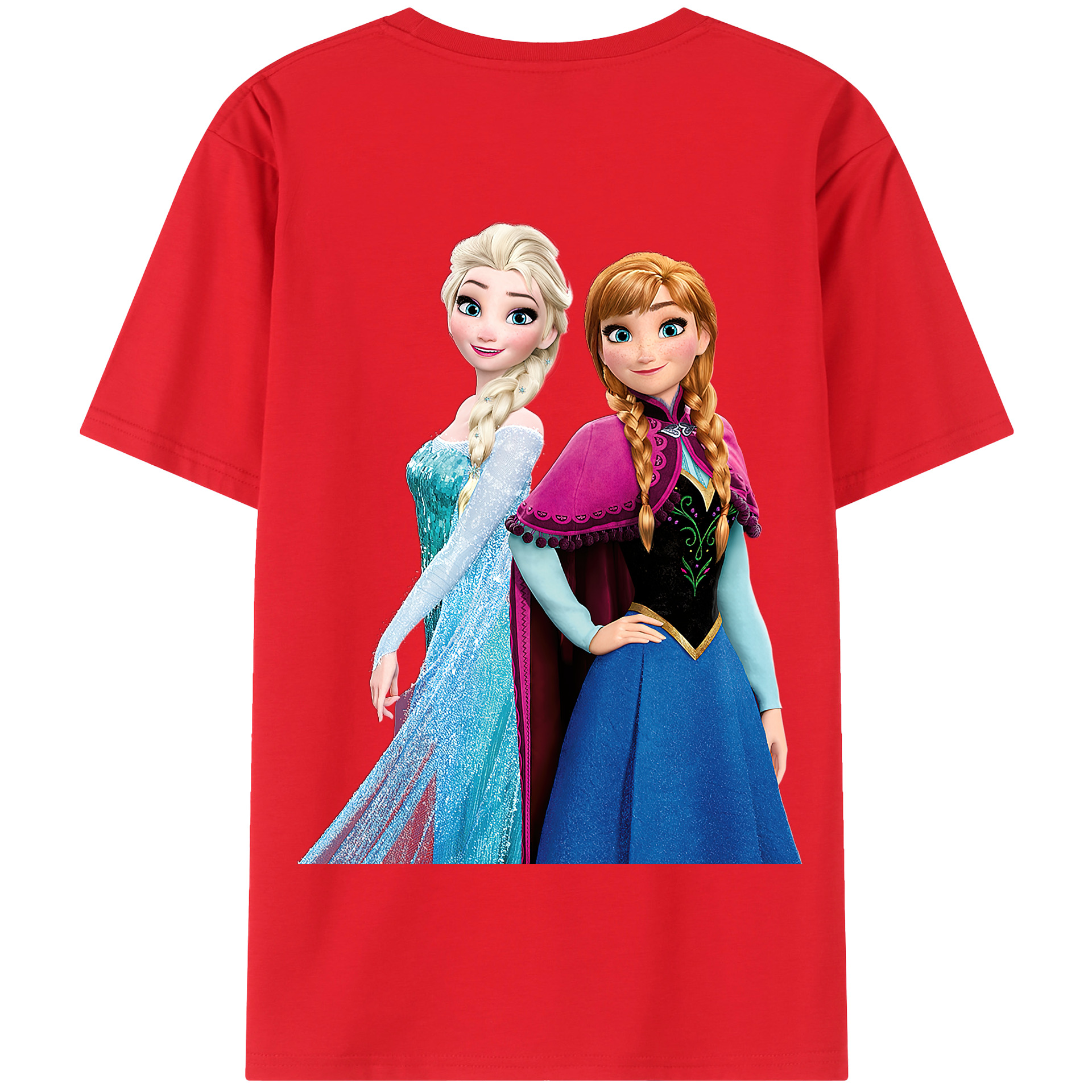 （画像用） アナと雪の女王 アンナ エルサ Frozen Anna Elsa 綿100％半袖Tシャツ（背面プリント）