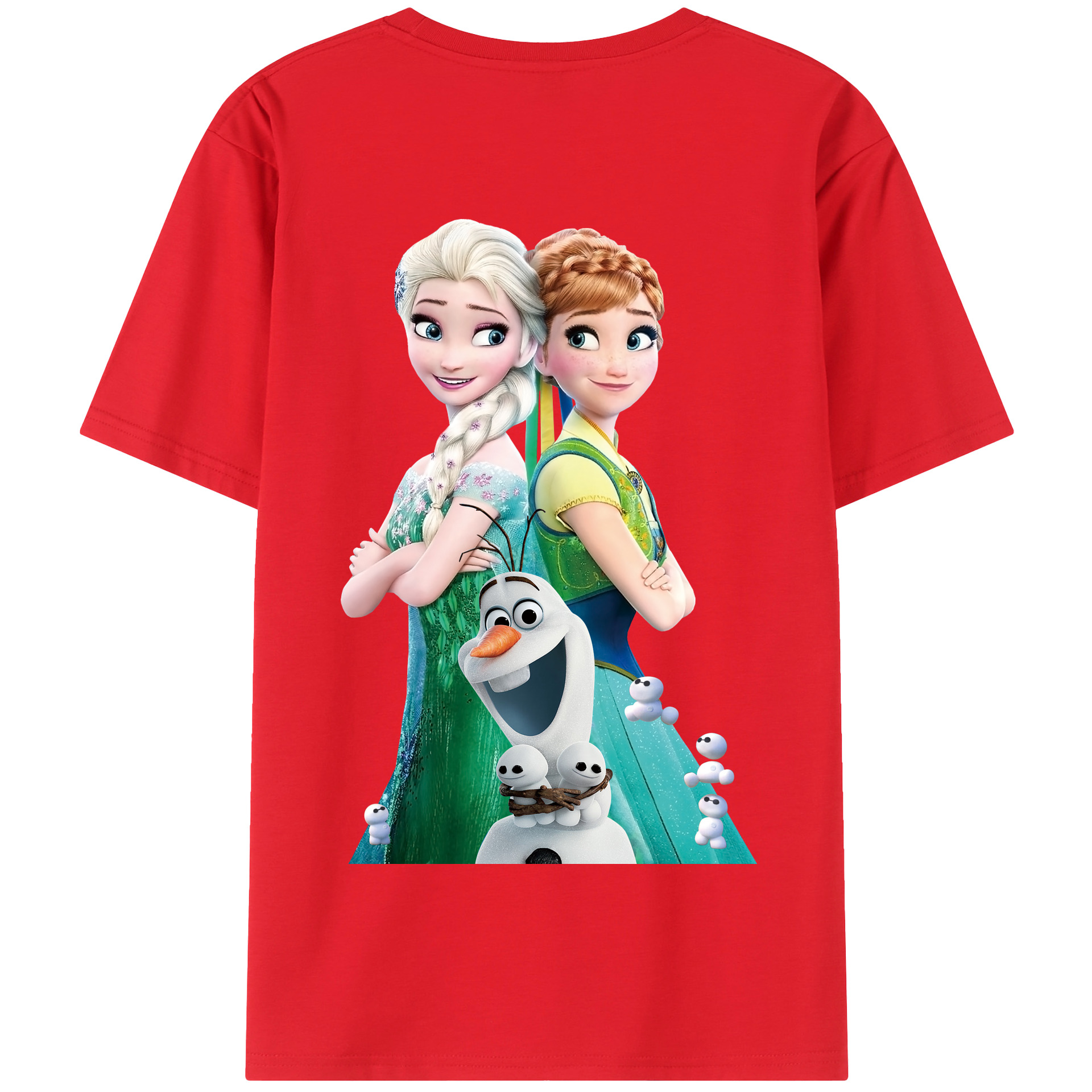 （画像用） アナと雪の女王 アンナ エルサ Frozen Anna Elsa 綿100％半袖Tシャツ（背面プリント）