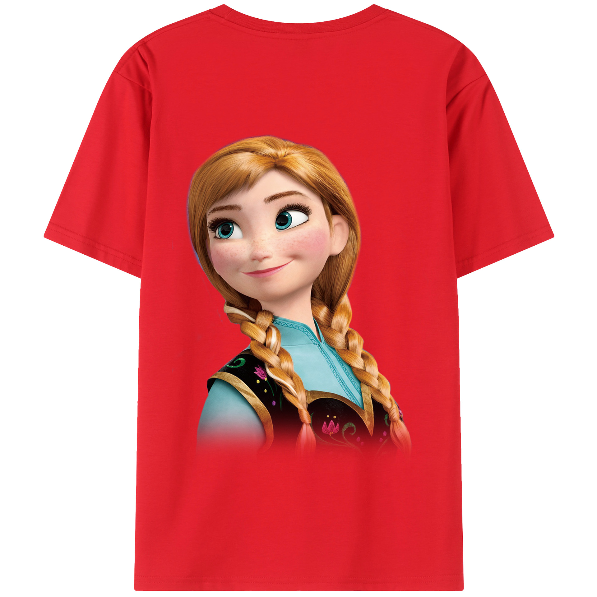 （画像用） アナと雪の女王 アンナ エルサ Frozen Anna Elsa 綿100％半袖Tシャツ（背面プリント）