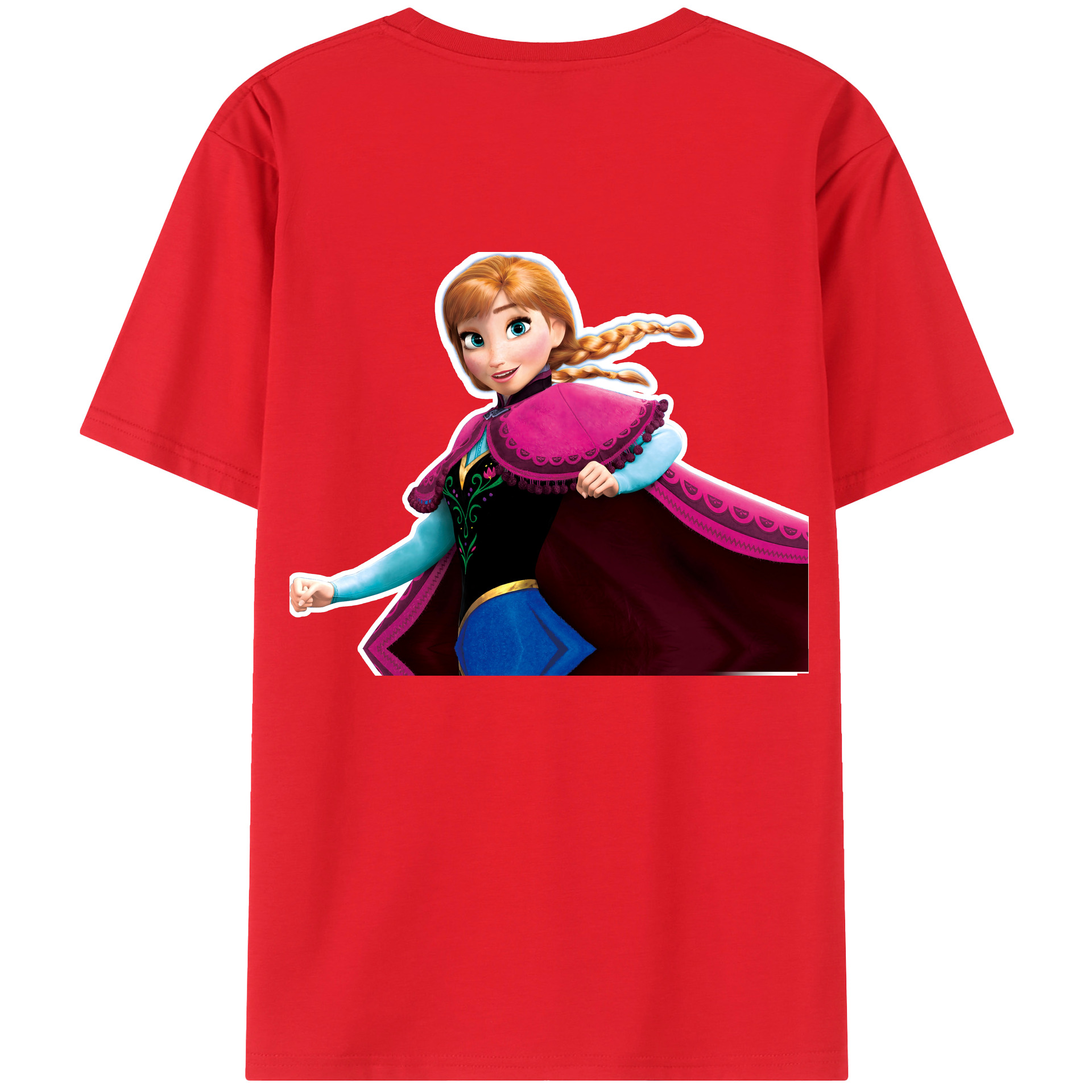 （画像用） アナと雪の女王 アンナ エルサ Frozen Anna Elsa 綿100％半袖Tシャツ（背面プリント）