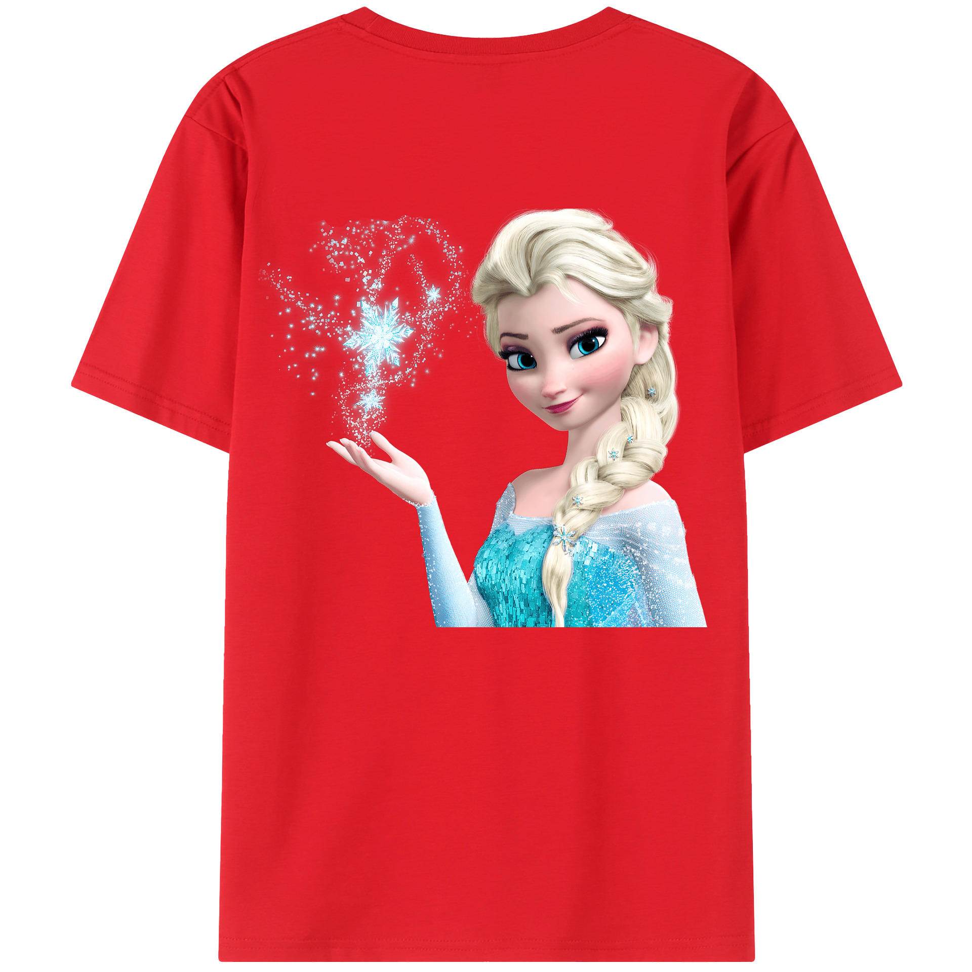 （画像用） アナと雪の女王 アンナ エルサ Frozen Anna Elsa 綿100％半袖Tシャツ（背面プリント）