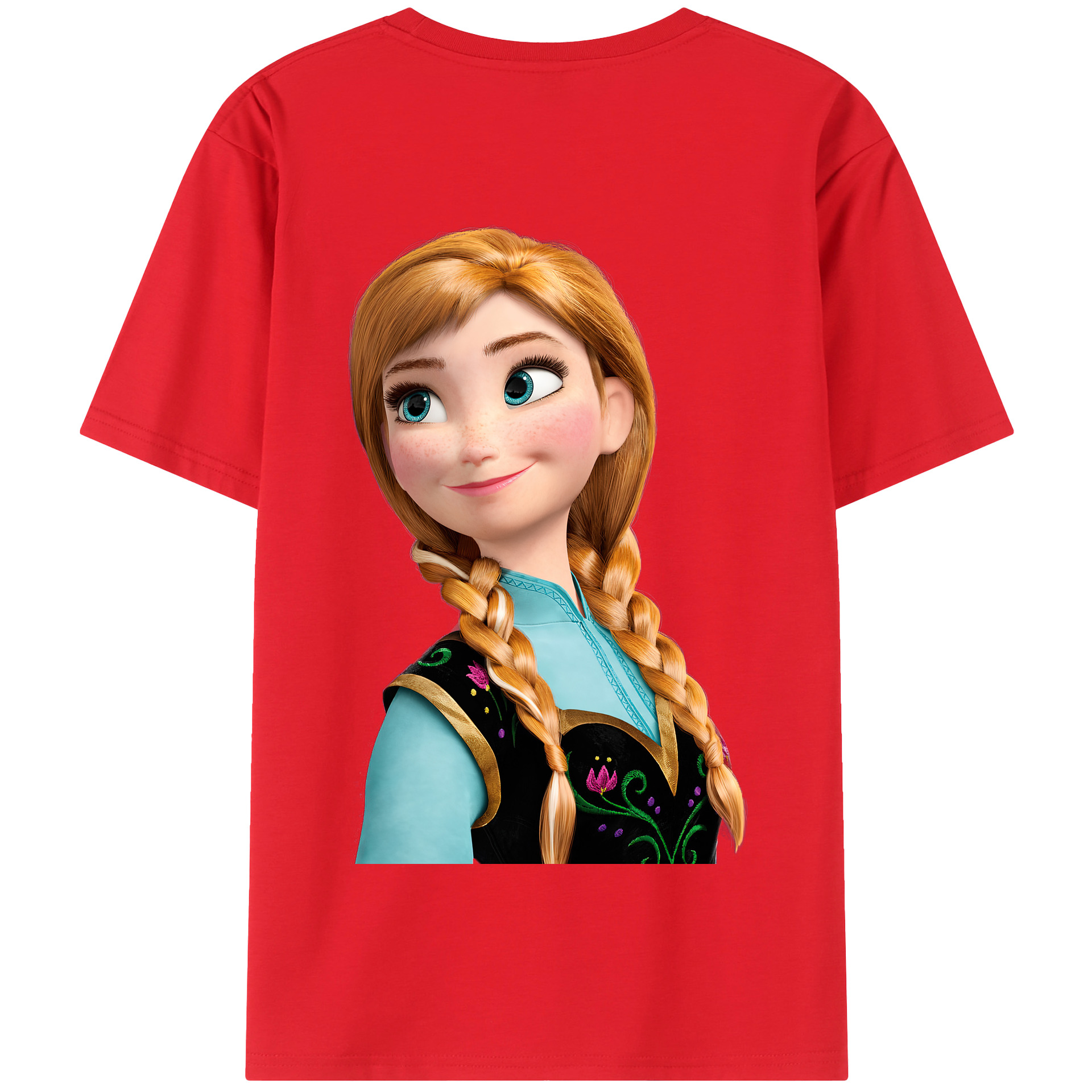 （画像用） アナと雪の女王 アンナ エルサ Frozen Anna Elsa 綿100％半袖Tシャツ（背面プリント）