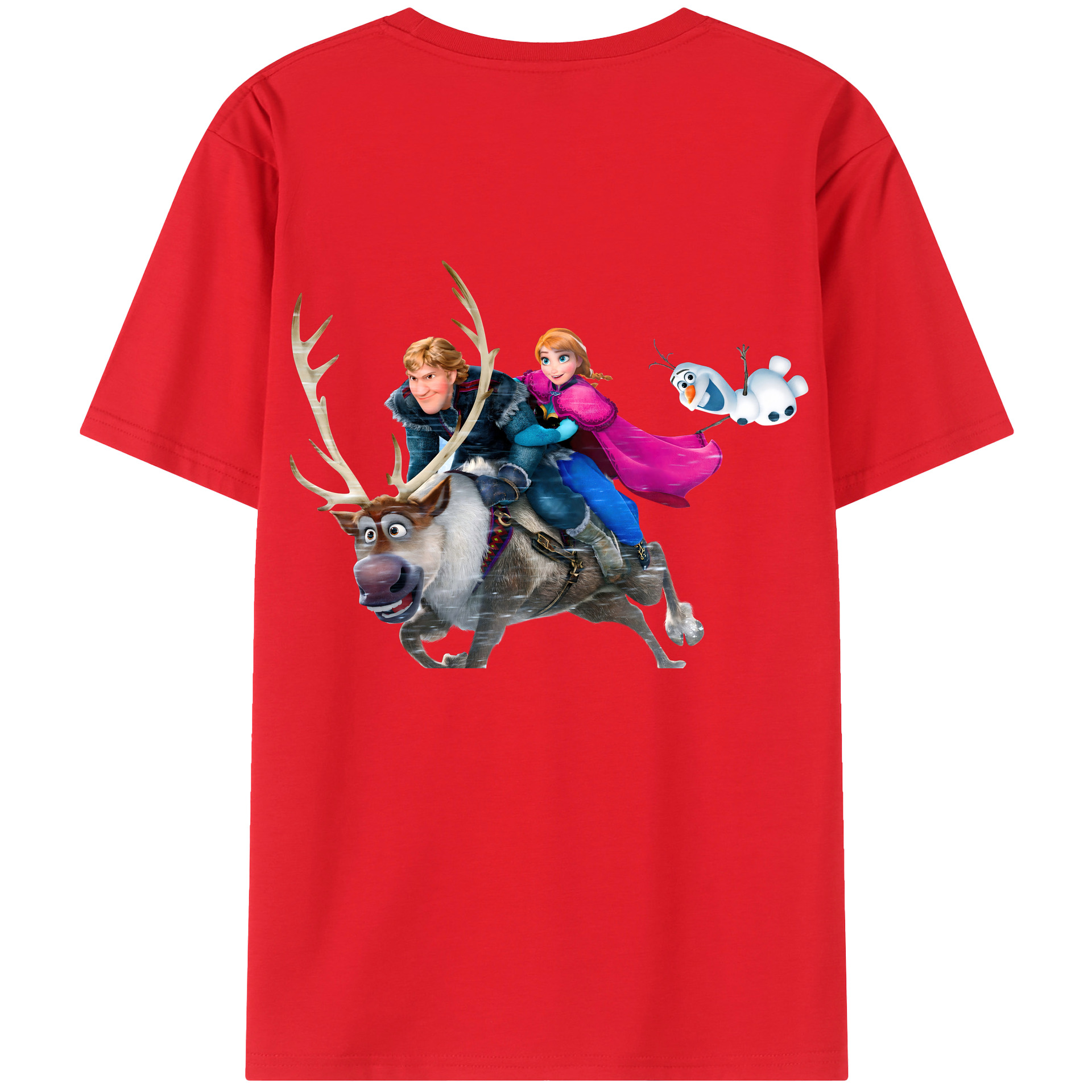 （画像用） アナと雪の女王 アンナ エルサ Frozen Anna Elsa 綿100％半袖Tシャツ（背面プリント）