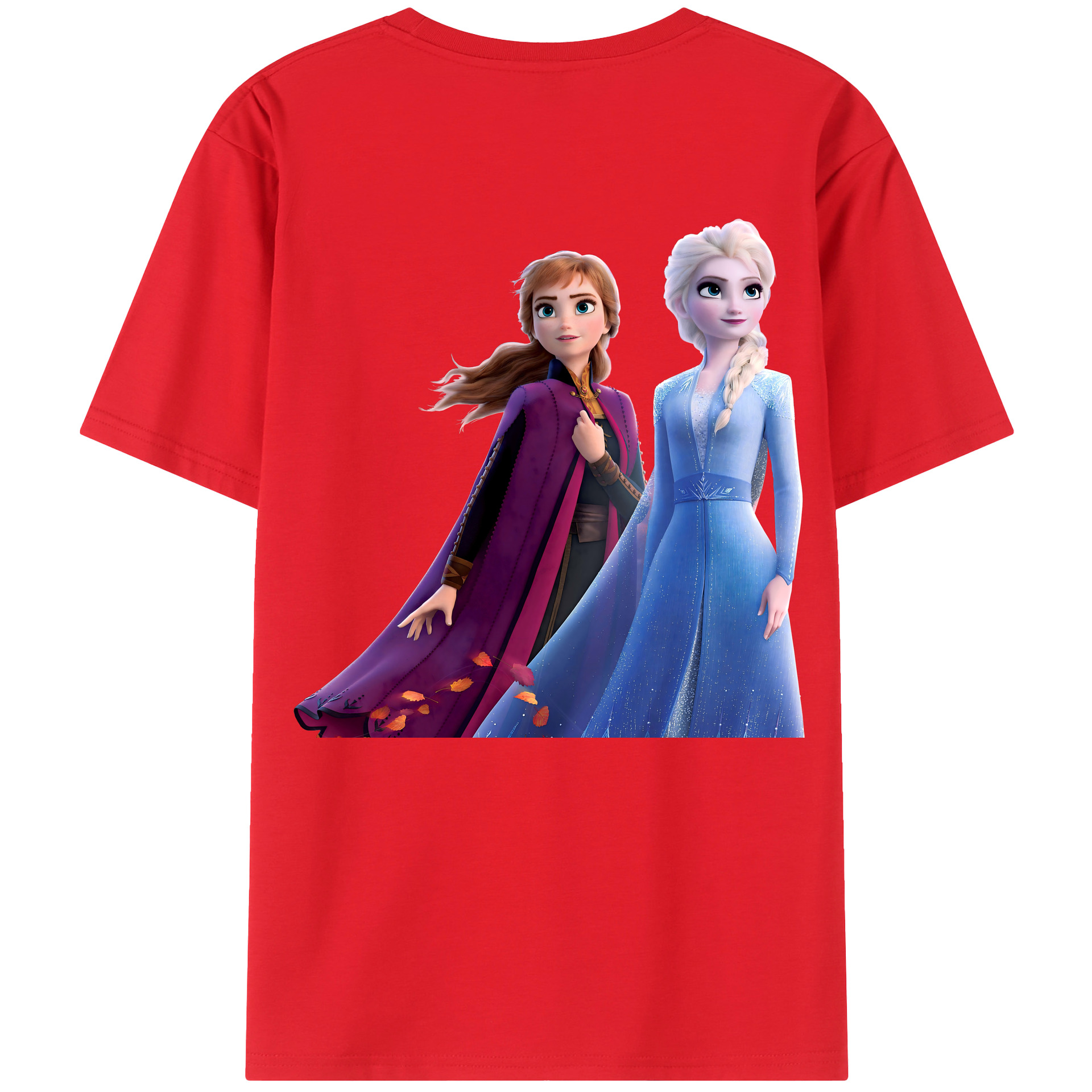 （画像用） アナと雪の女王 アンナ エルサ Frozen Anna Elsa 綿100％半袖Tシャツ（背面プリント）