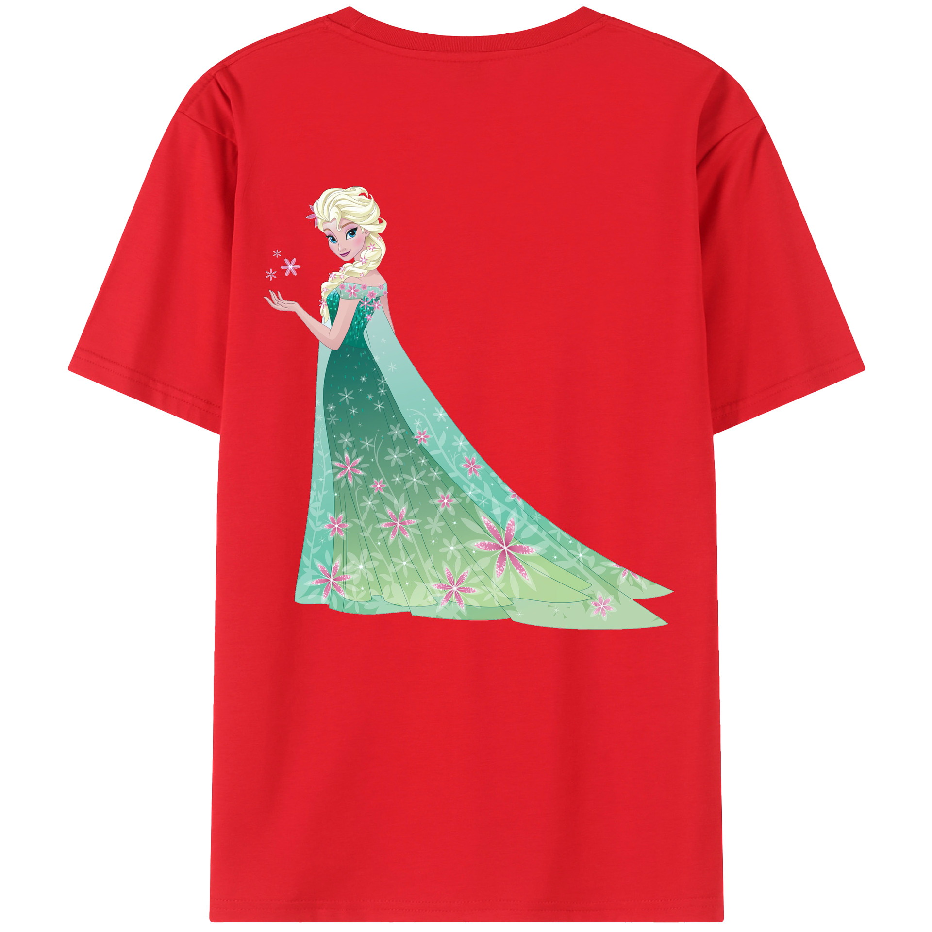 （画像用） アナと雪の女王 アンナ エルサ Frozen Anna Elsa 綿100％半袖Tシャツ（背面プリント）