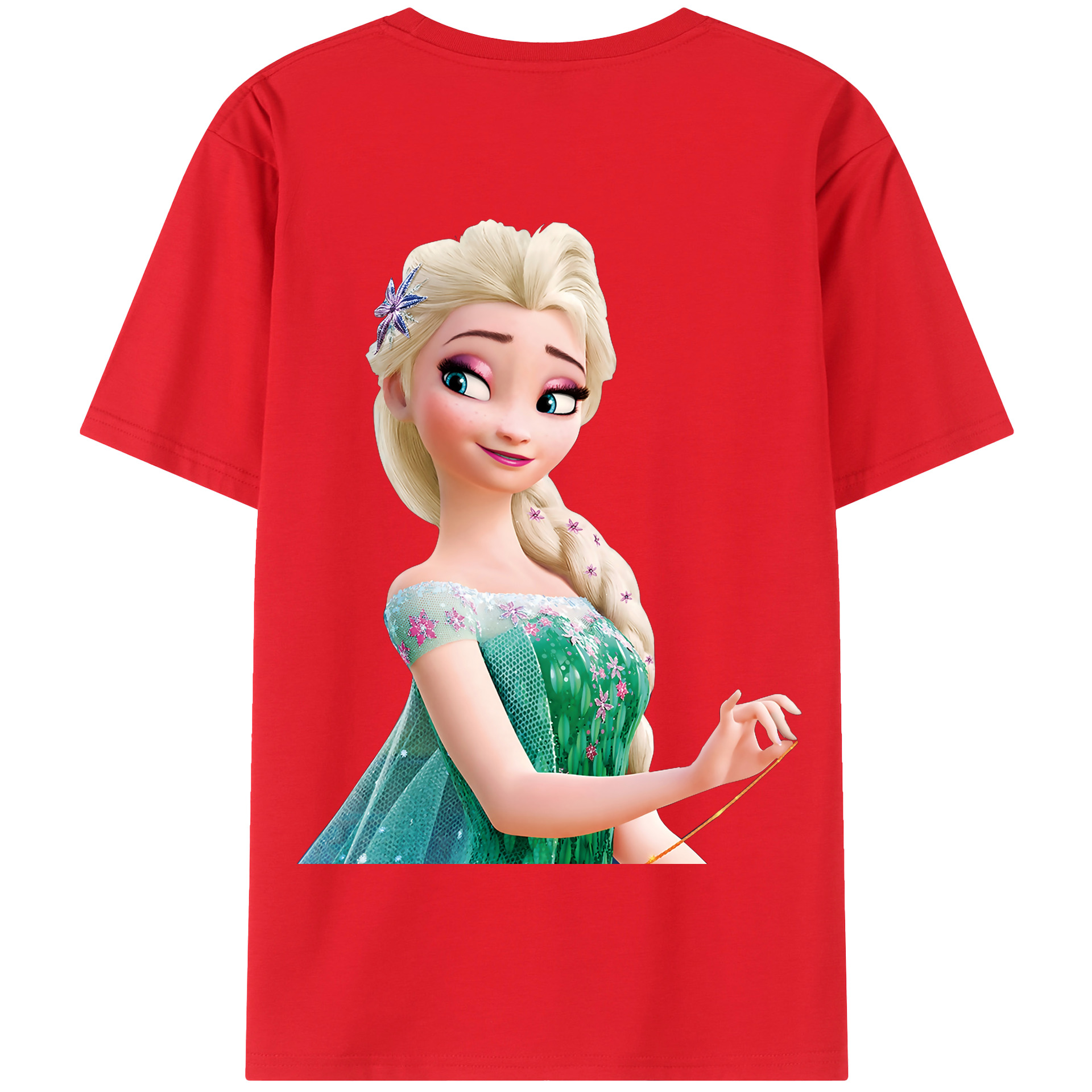 （画像用） アナと雪の女王 アンナ エルサ Frozen Anna Elsa 綿100％半袖Tシャツ（背面プリント）