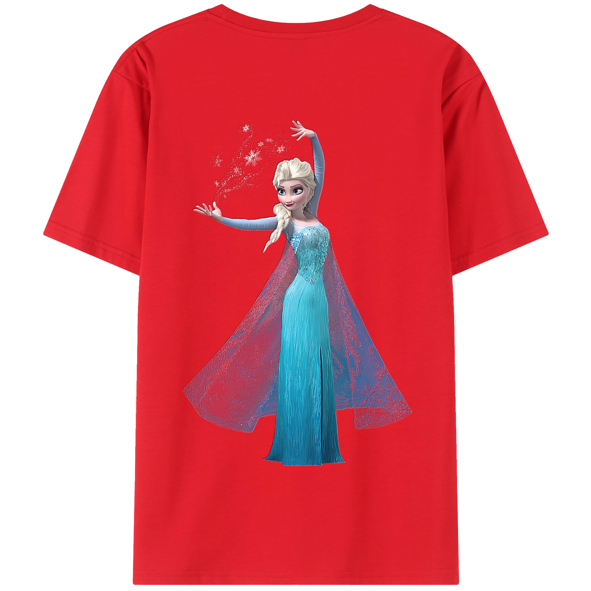（画像用） アナと雪の女王 アンナ エルサ Frozen Anna Elsa 綿100％半袖Tシャツ（背面プリント）