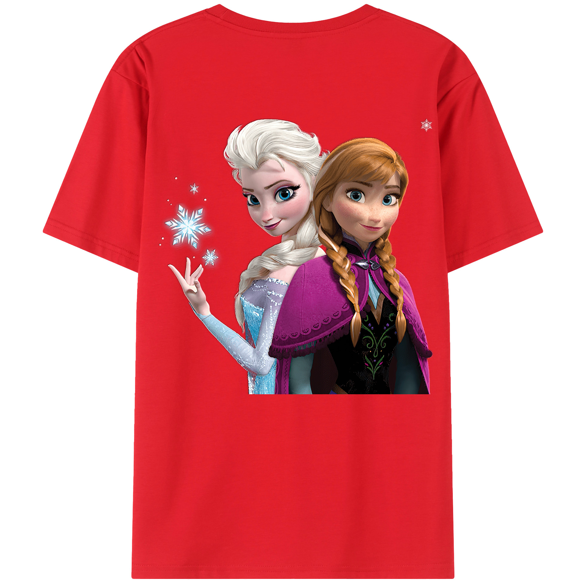 （画像用） アナと雪の女王 アンナ エルサ Frozen Anna Elsa 綿100％半袖Tシャツ（背面プリント）