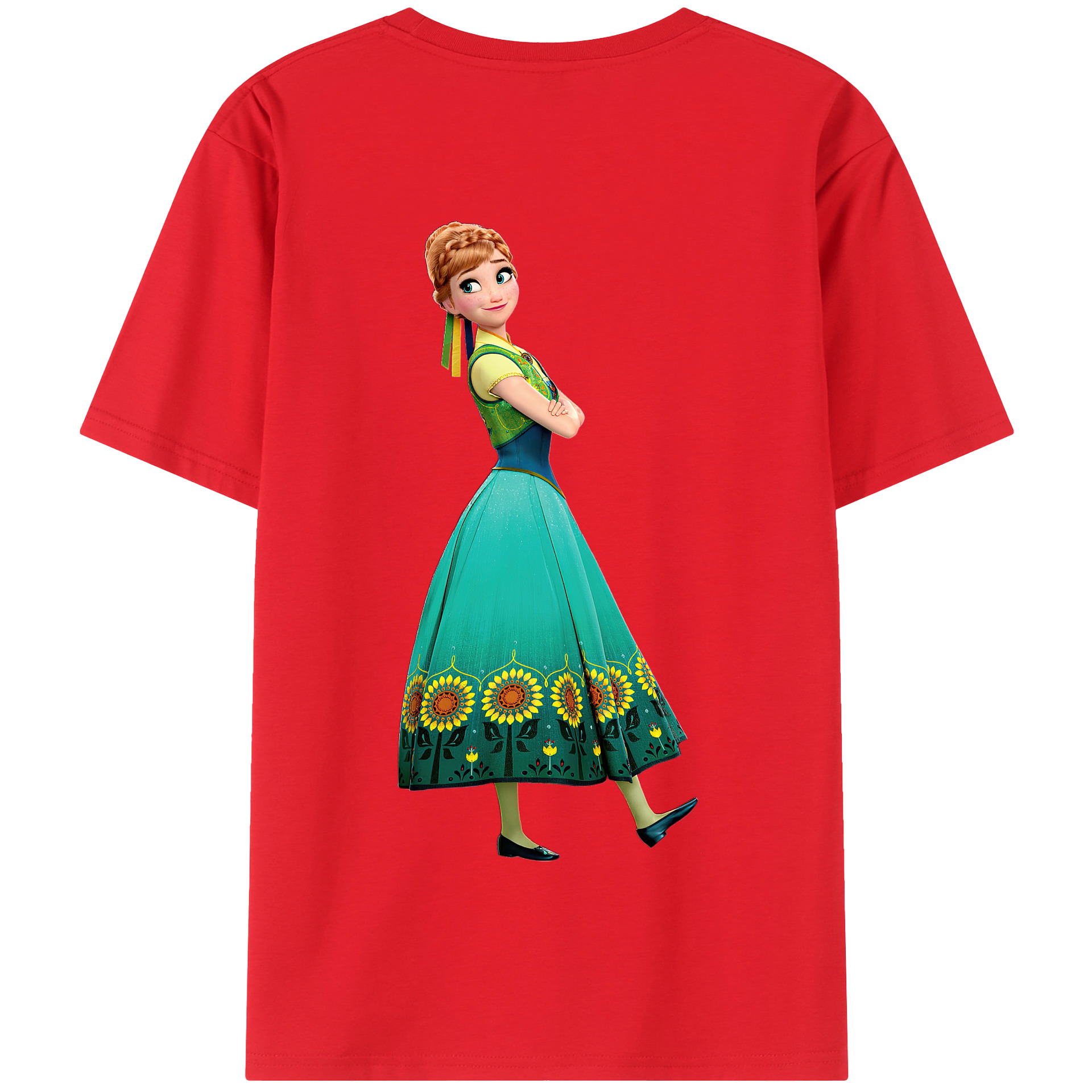 （画像用） アナと雪の女王 アンナ エルサ Frozen Anna Elsa 綿100％半袖Tシャツ（背面プリント）