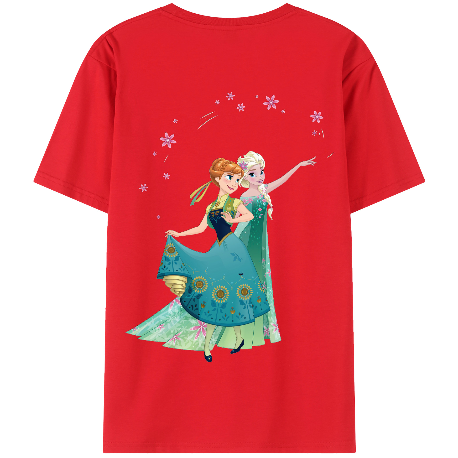 （画像用） アナと雪の女王 アンナ エルサ Frozen Anna Elsa 綿100％半袖Tシャツ（背面プリント）