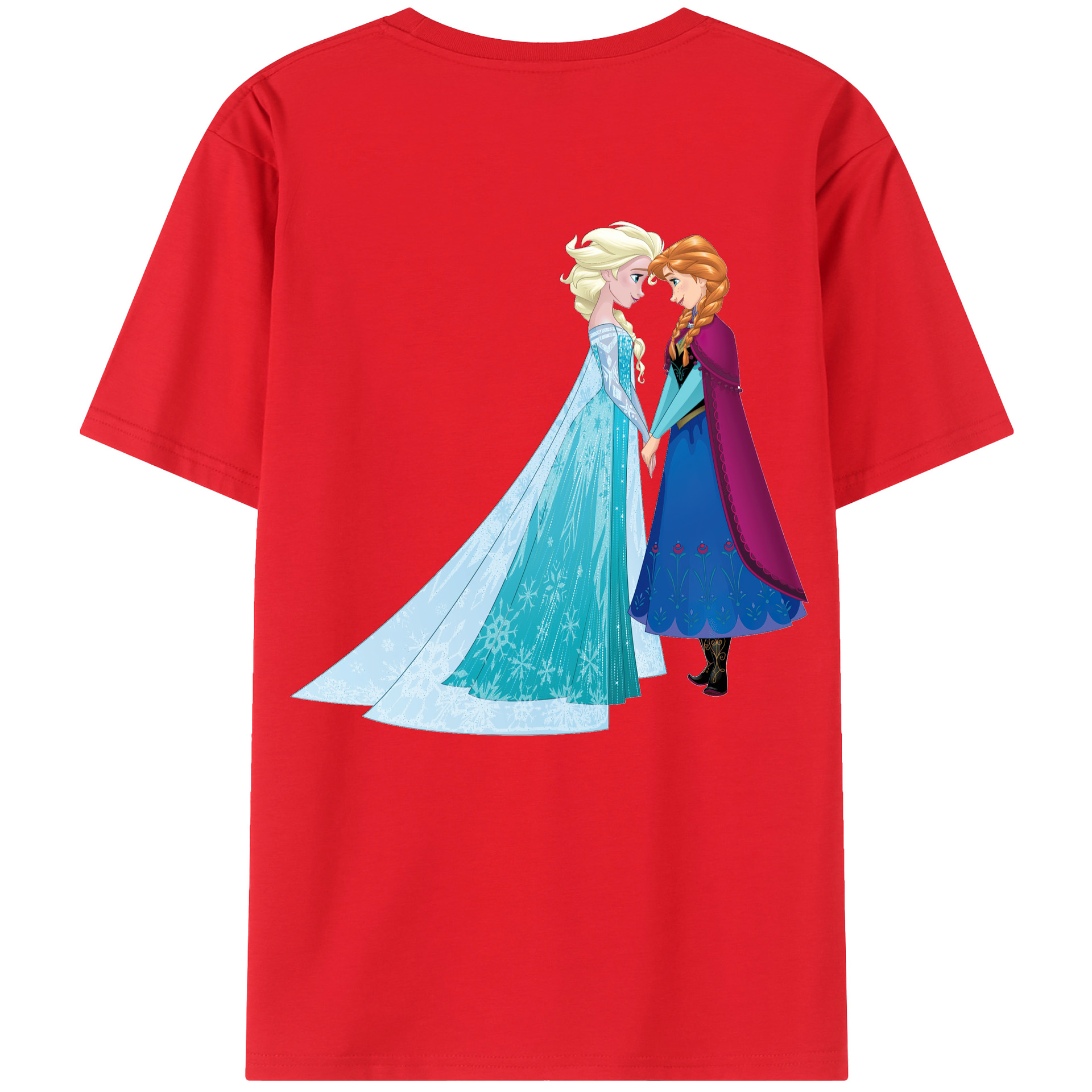 （画像用） アナと雪の女王 アンナ エルサ Frozen Anna Elsa 綿100％半袖Tシャツ（背面プリント）