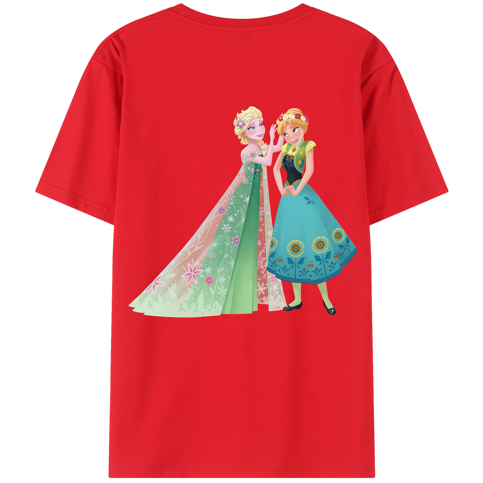 （画像用） アナと雪の女王 アンナ エルサ Frozen Anna Elsa 綿100％半袖Tシャツ（背面プリント）