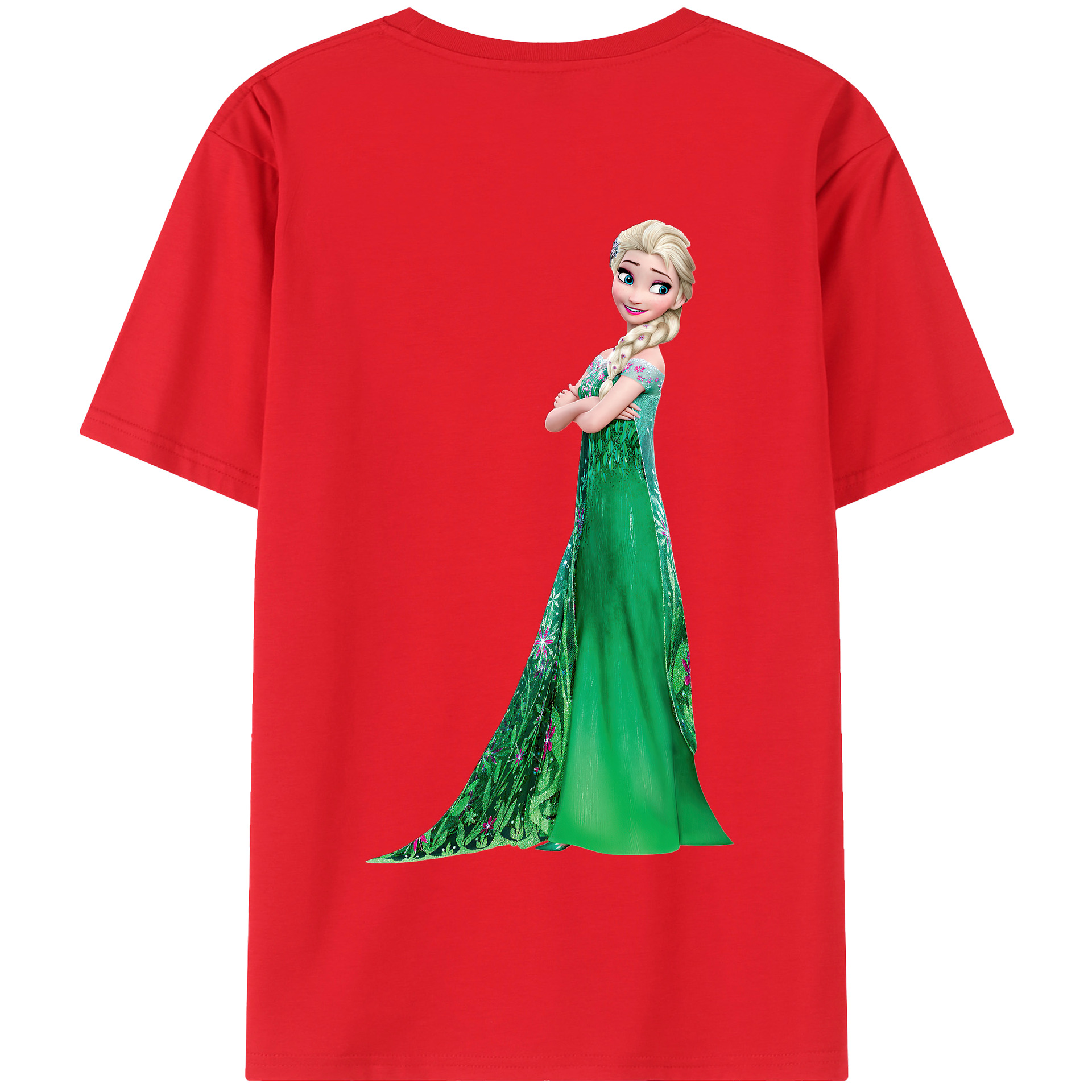 （画像用） アナと雪の女王 アンナ エルサ Frozen Anna Elsa 綿100％半袖Tシャツ（背面プリント）