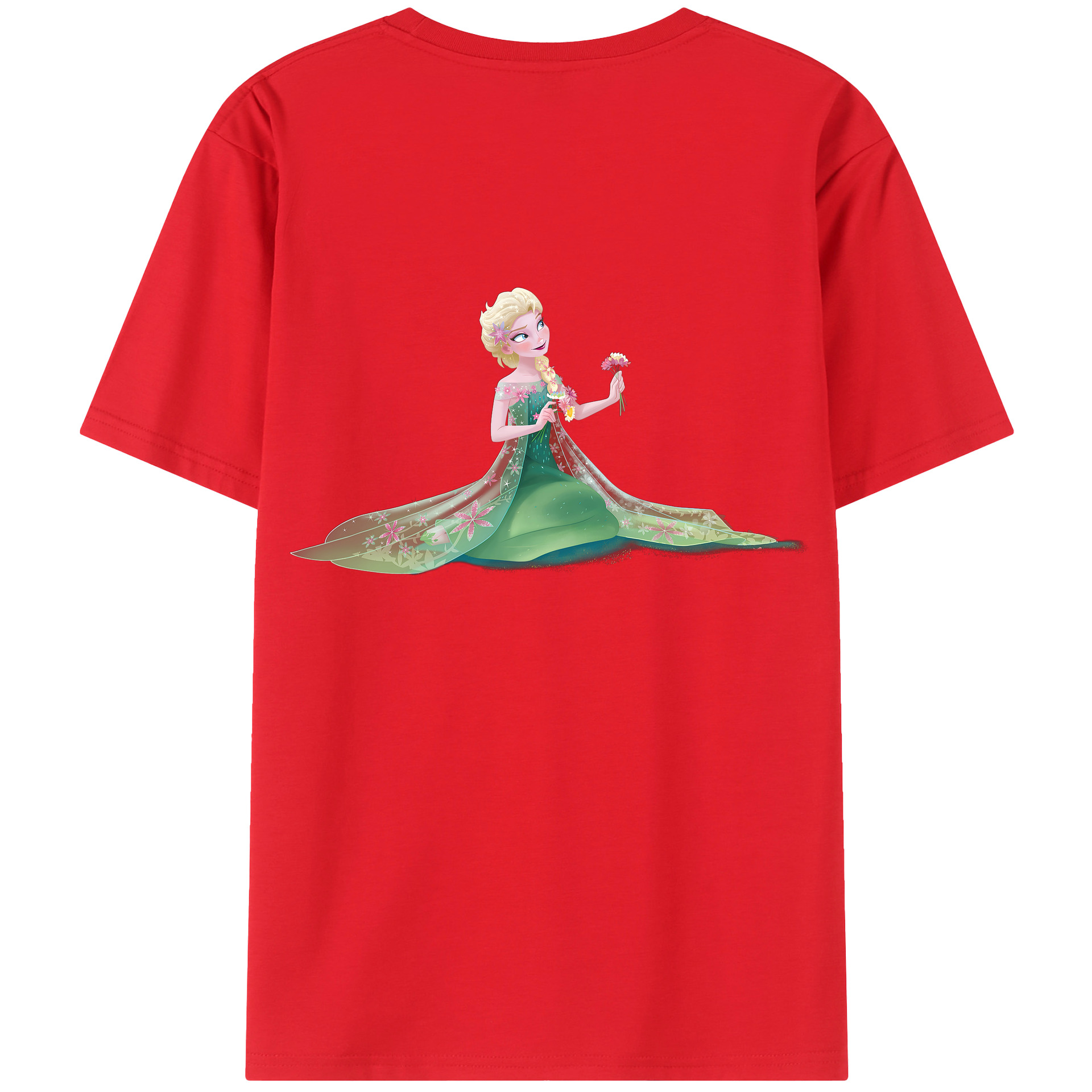 （画像用） アナと雪の女王 アンナ エルサ Frozen Anna Elsa 綿100％半袖Tシャツ（背面プリント）