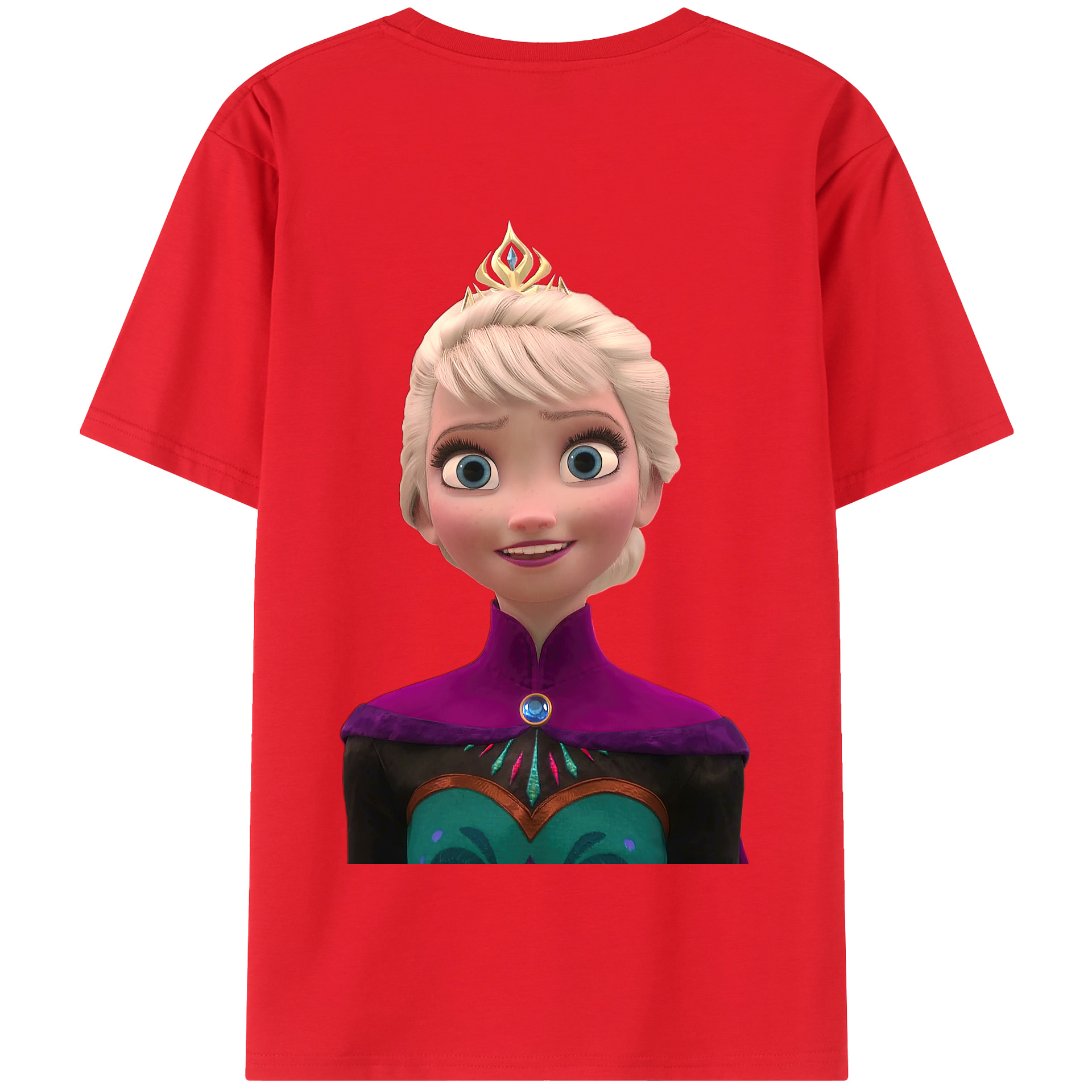（画像用） アナと雪の女王 アンナ エルサ Frozen Anna Elsa 綿100％半袖Tシャツ（背面プリント）