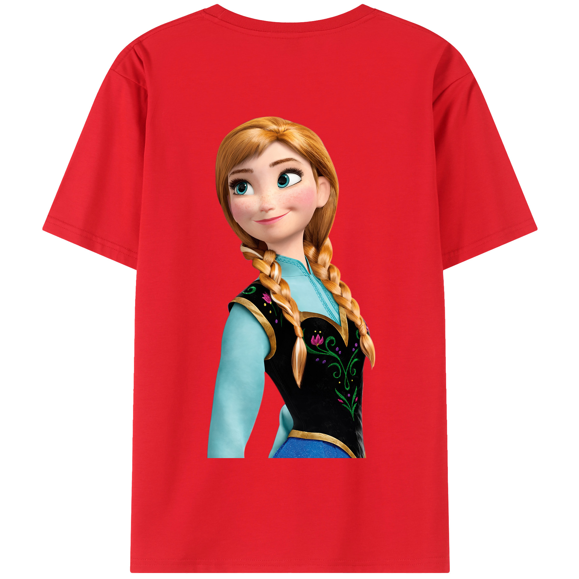 （画像用） アナと雪の女王 アンナ エルサ Frozen Anna Elsa 綿100％半袖Tシャツ（背面プリント）
