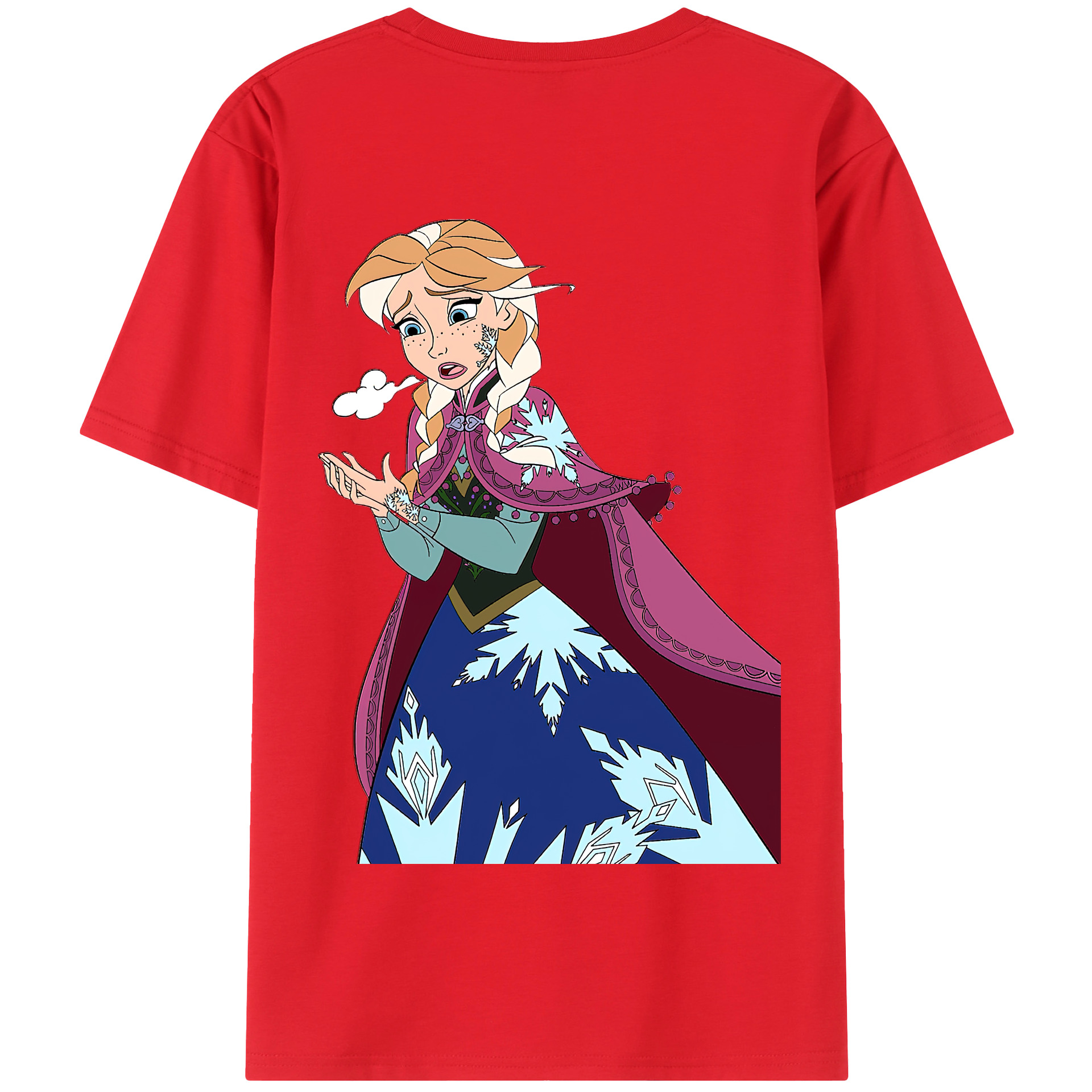 （画像用） アナと雪の女王 アンナ エルサ Frozen Anna Elsa 綿100％半袖Tシャツ（背面プリント）