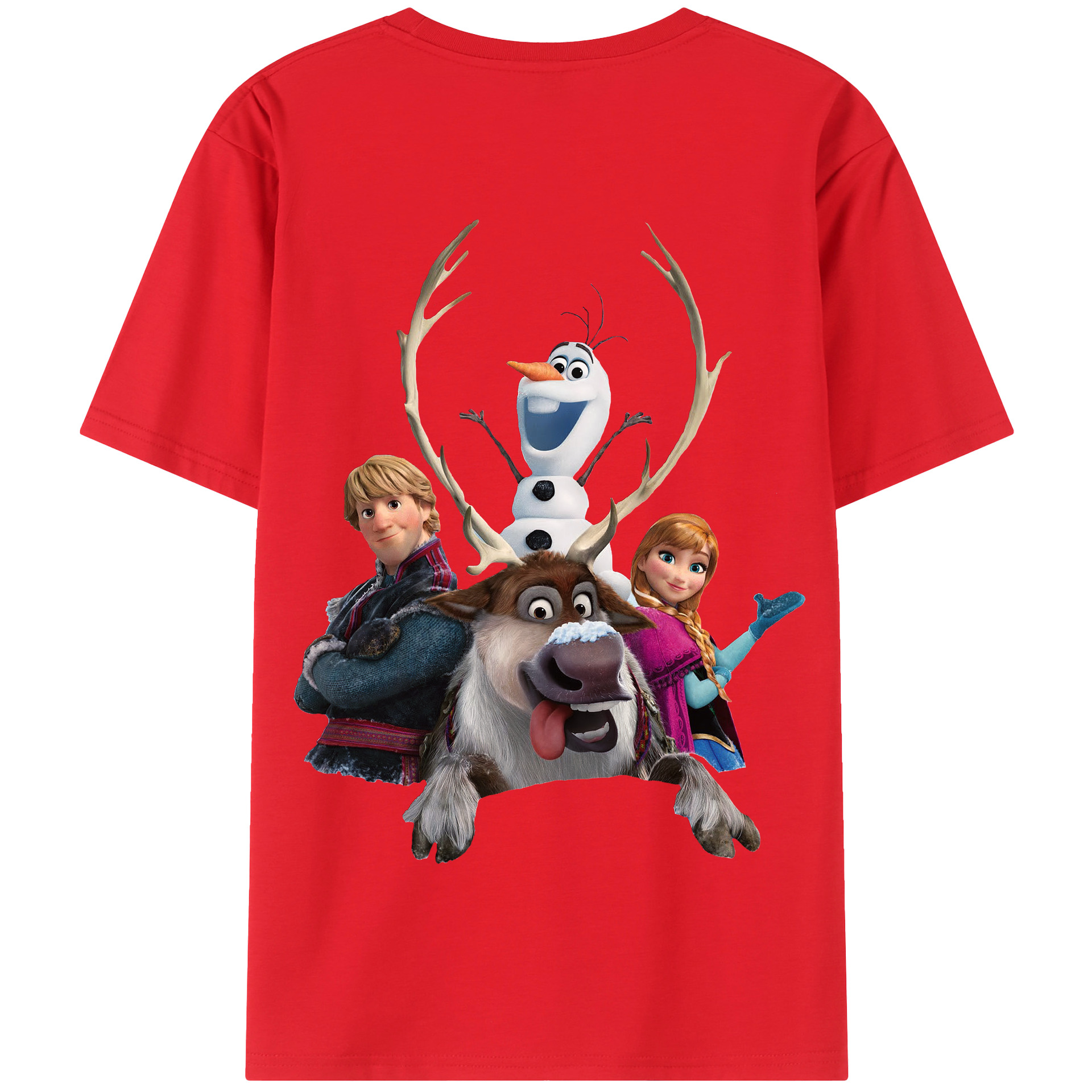 （画像用） アナと雪の女王 アンナ エルサ Frozen Anna Elsa 綿100％半袖Tシャツ（背面プリント）