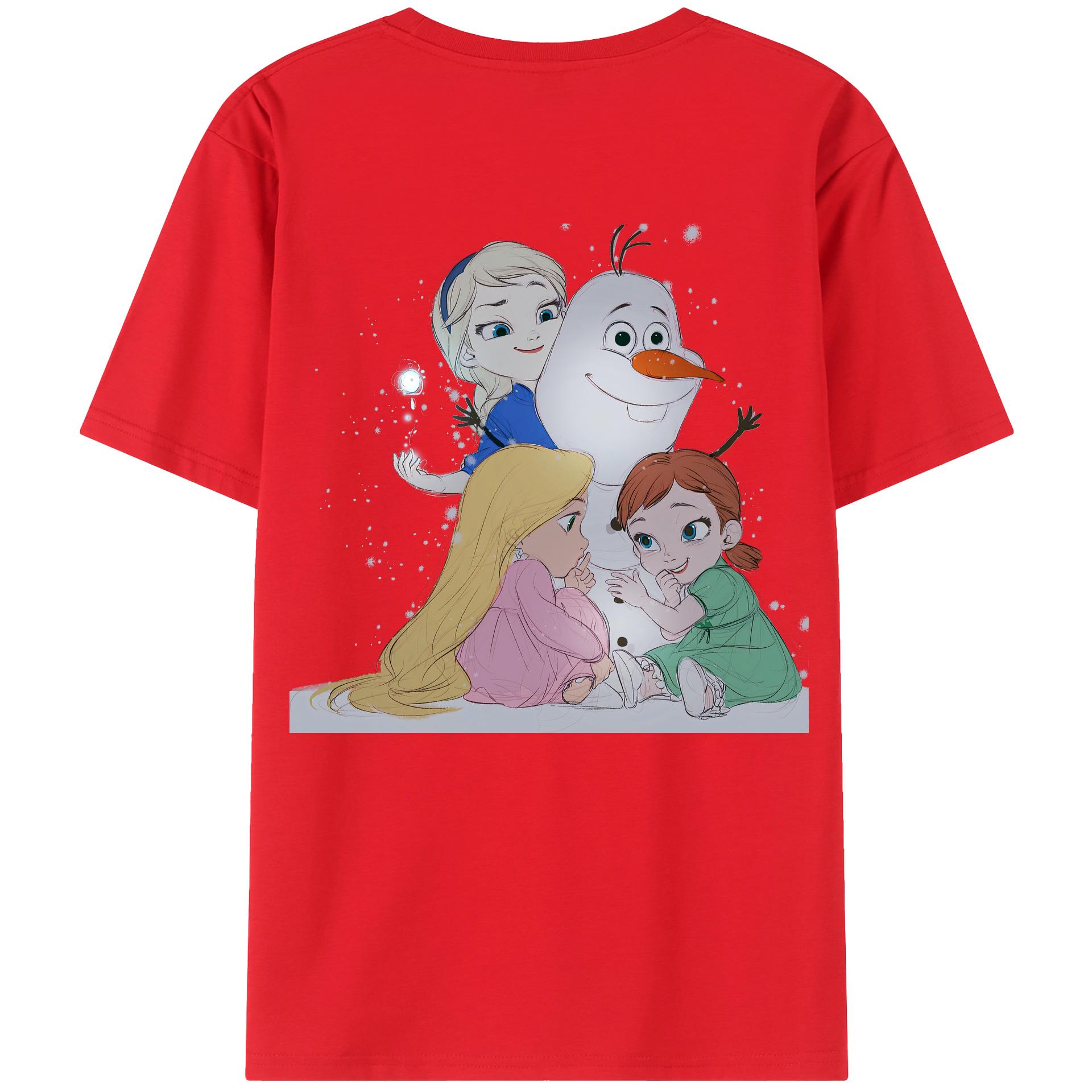 （画像用） アナと雪の女王 アンナ エルサ Frozen Anna Elsa 綿100％半袖Tシャツ（背面プリント）