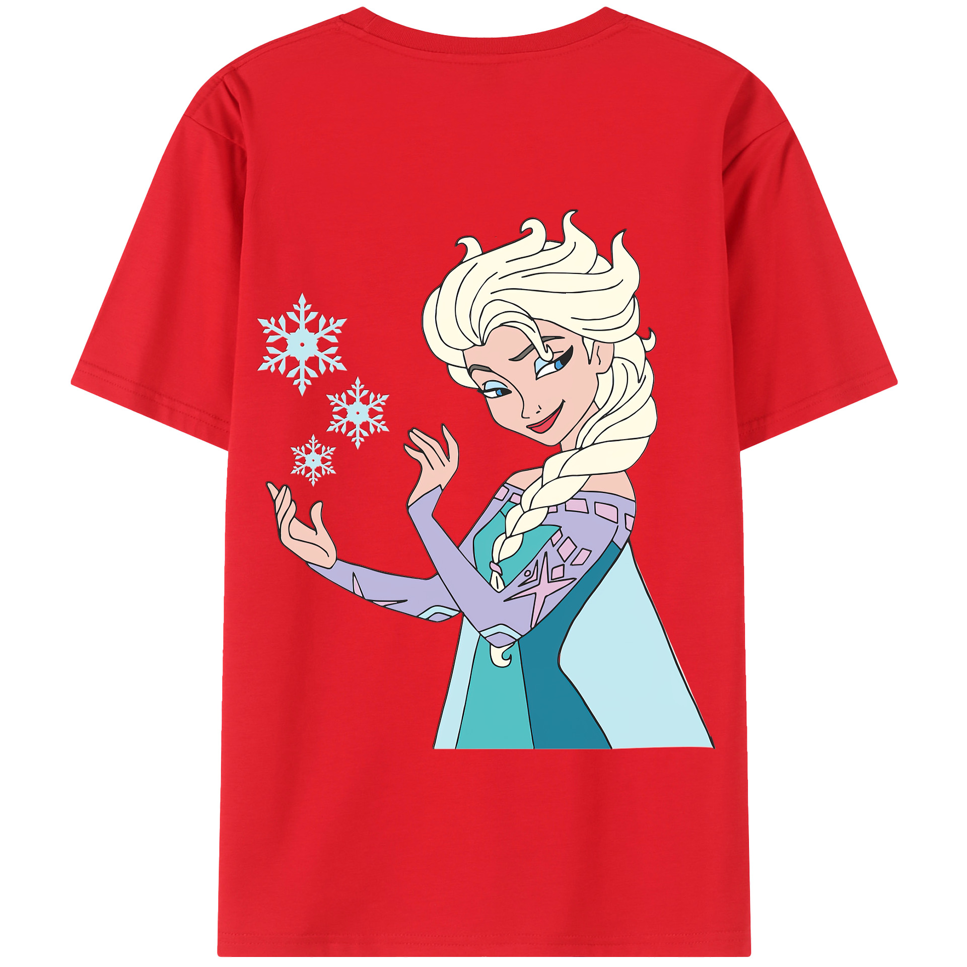 （画像用） アナと雪の女王 アンナ エルサ Frozen Anna Elsa 綿100％半袖Tシャツ（背面プリント）