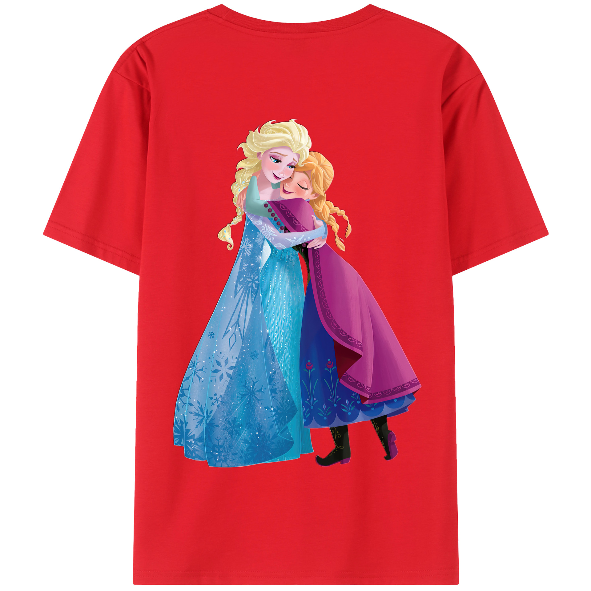 （画像用） アナと雪の女王 アンナ エルサ Frozen Anna Elsa 綿100％半袖Tシャツ（背面プリント）