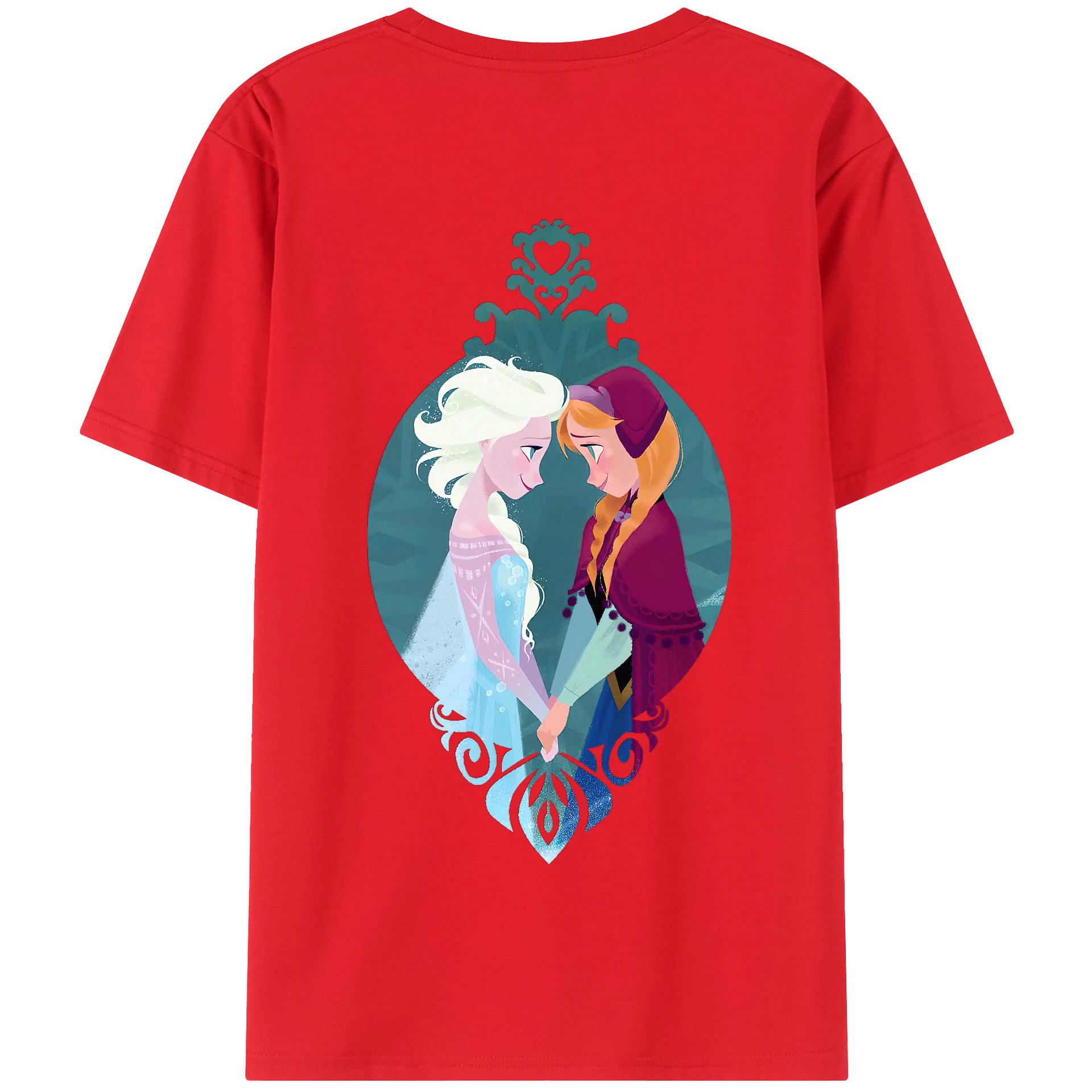 （画像用） アナと雪の女王 アンナ エルサ Frozen Anna Elsa 綿100％半袖Tシャツ（背面プリント）