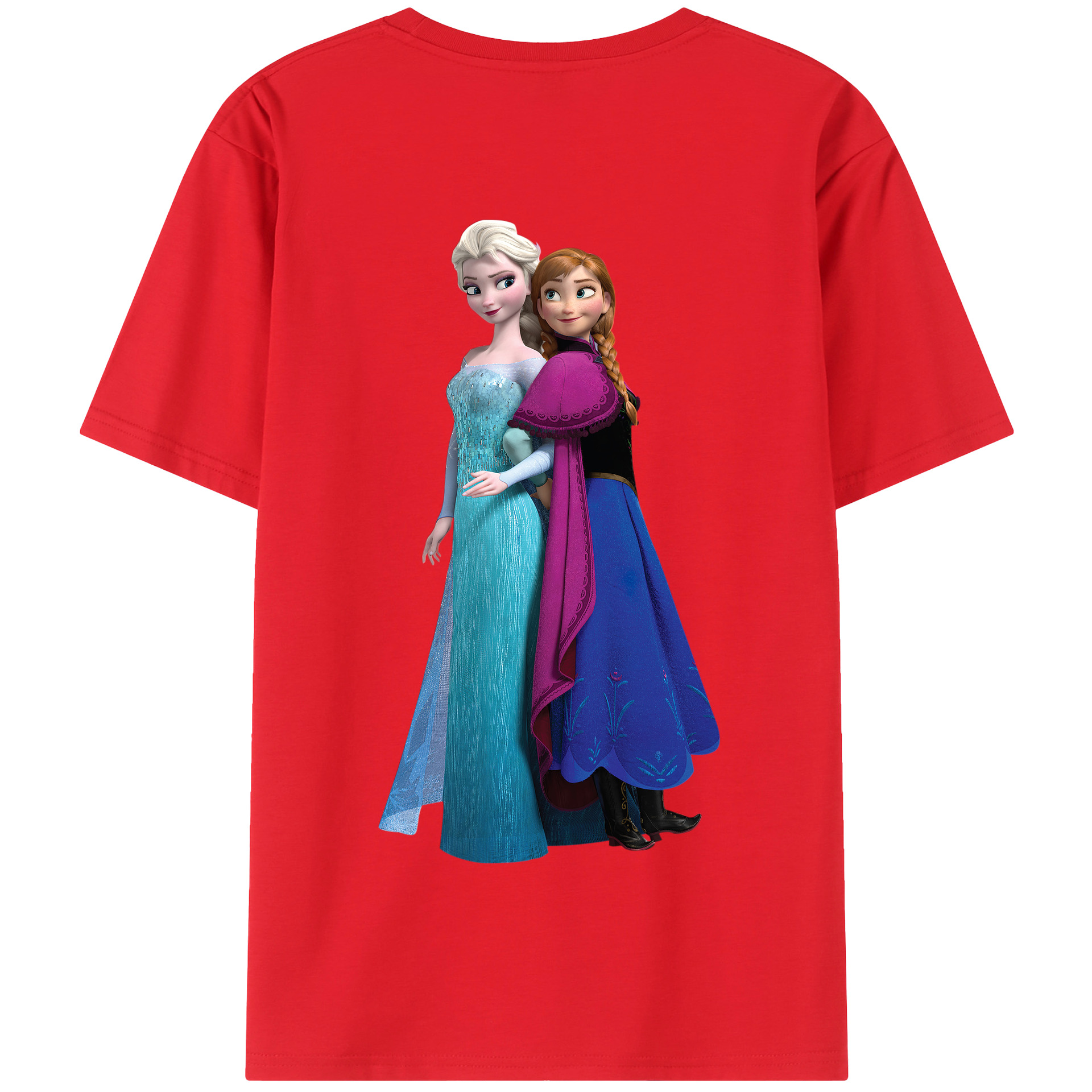 （画像用） アナと雪の女王 アンナ エルサ Frozen Anna Elsa 綿100％半袖Tシャツ（背面プリント）