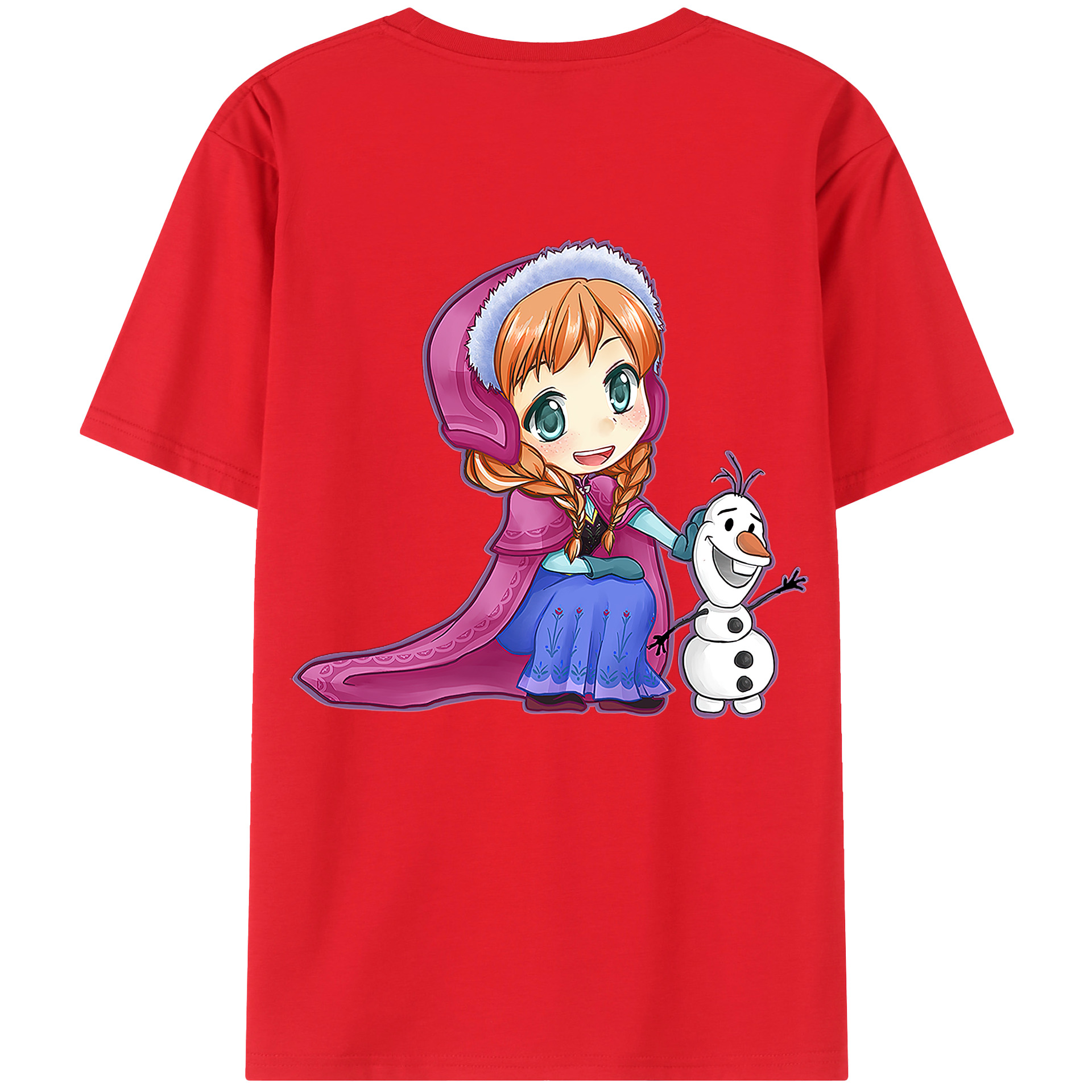 （画像用） アナと雪の女王 アンナ エルサ Frozen Anna Elsa 綿100％半袖Tシャツ（背面プリント）