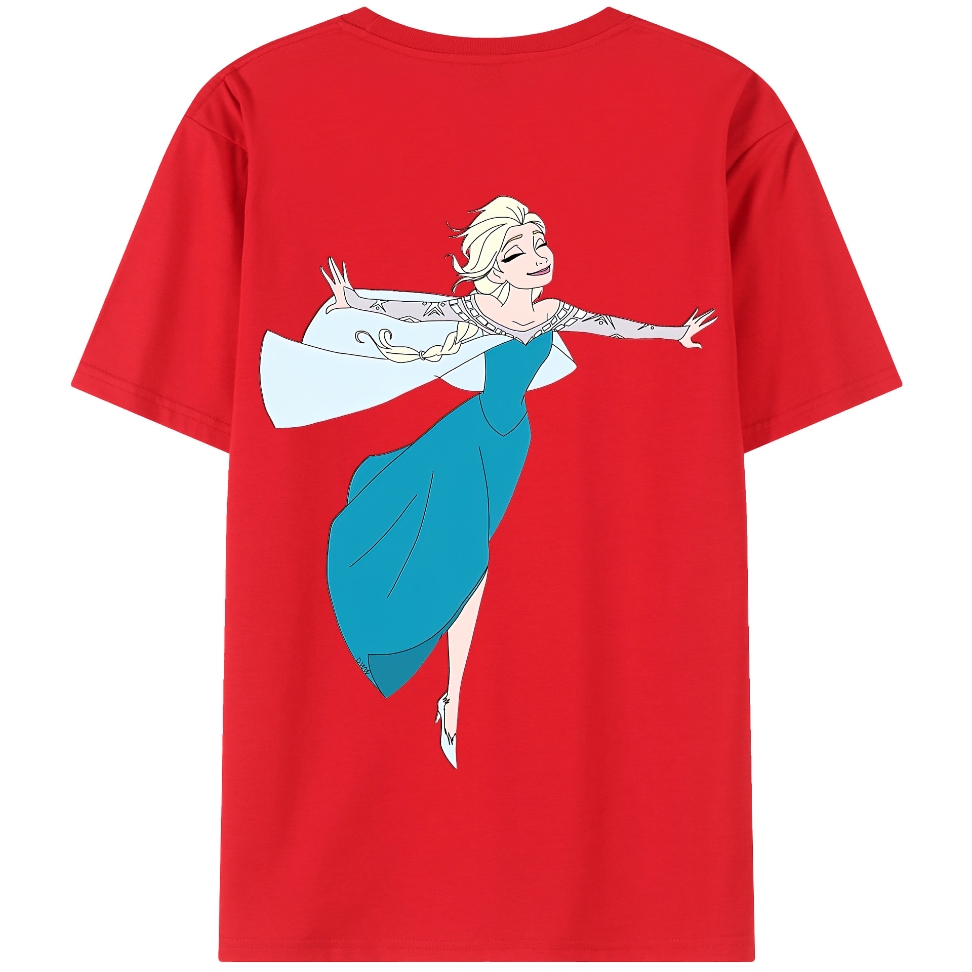 （画像用） アナと雪の女王 アンナ エルサ Frozen Anna Elsa 綿100％半袖Tシャツ（背面プリント）