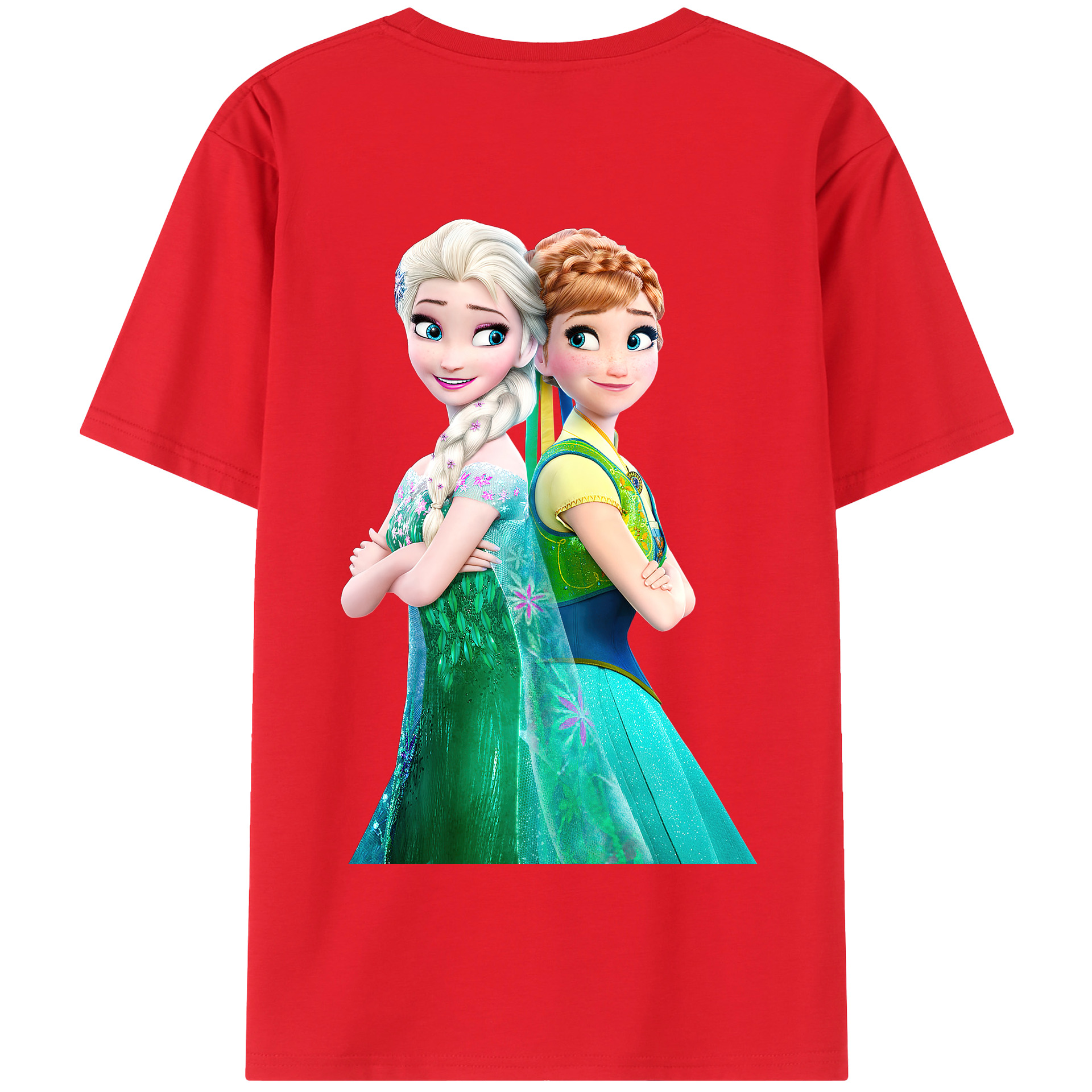 （画像用） アナと雪の女王 アンナ エルサ Frozen Anna Elsa 綿100％半袖Tシャツ（背面プリント）