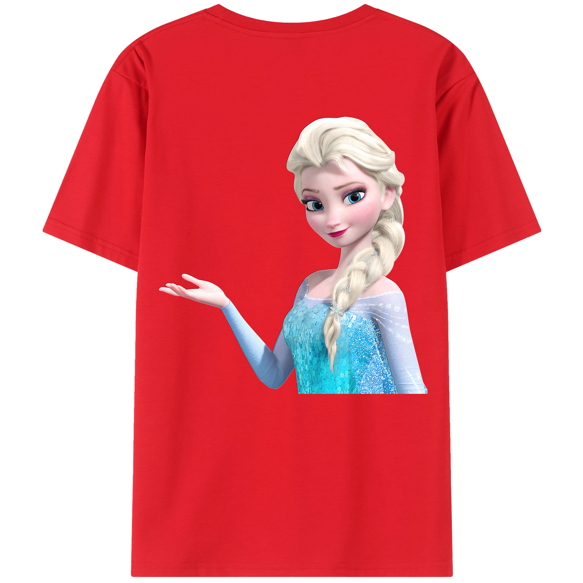（画像用） アナと雪の女王 アンナ エルサ Frozen Anna Elsa 綿100％半袖Tシャツ（背面プリント）