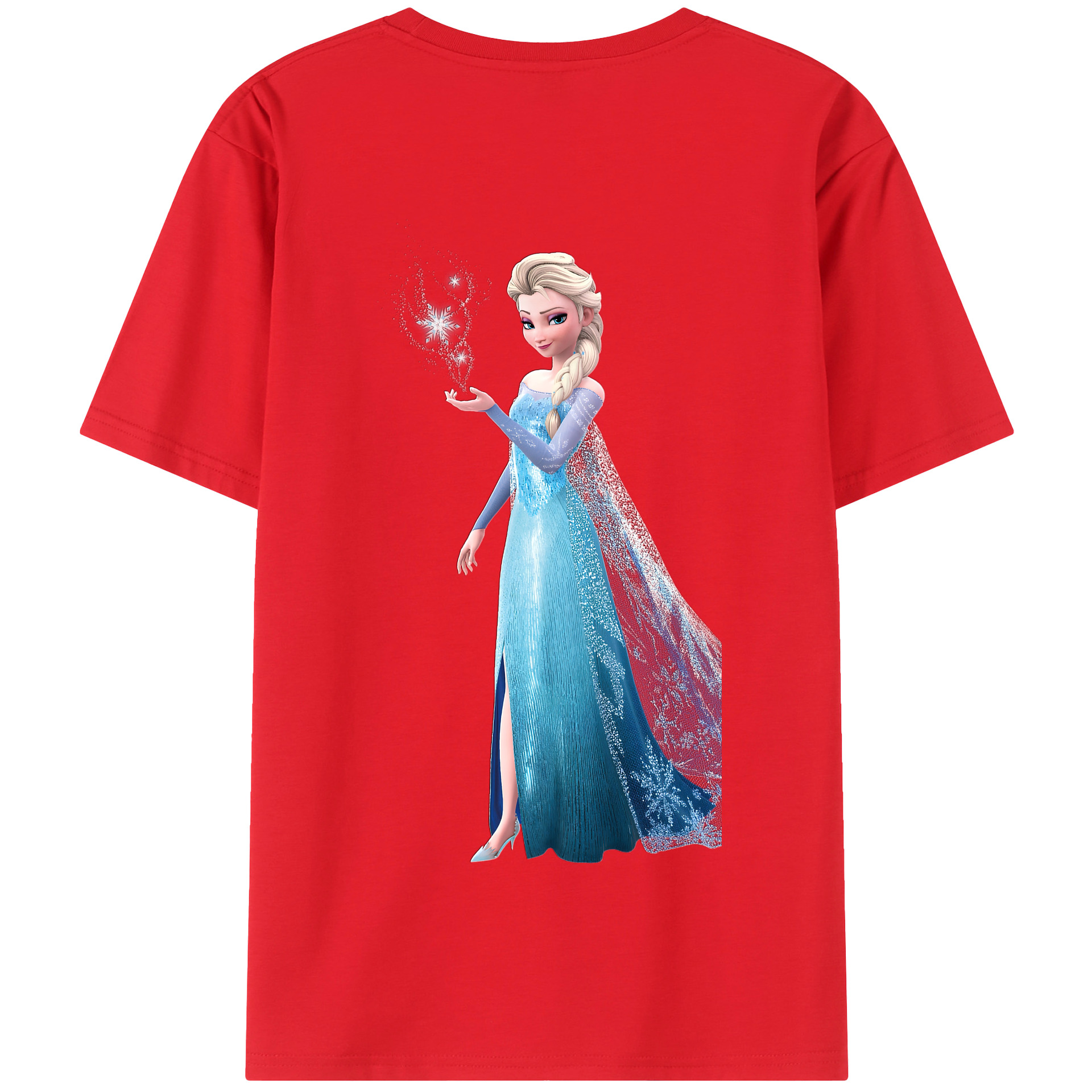 （画像用） アナと雪の女王 アンナ エルサ Frozen Anna Elsa 綿100％半袖Tシャツ（背面プリント）