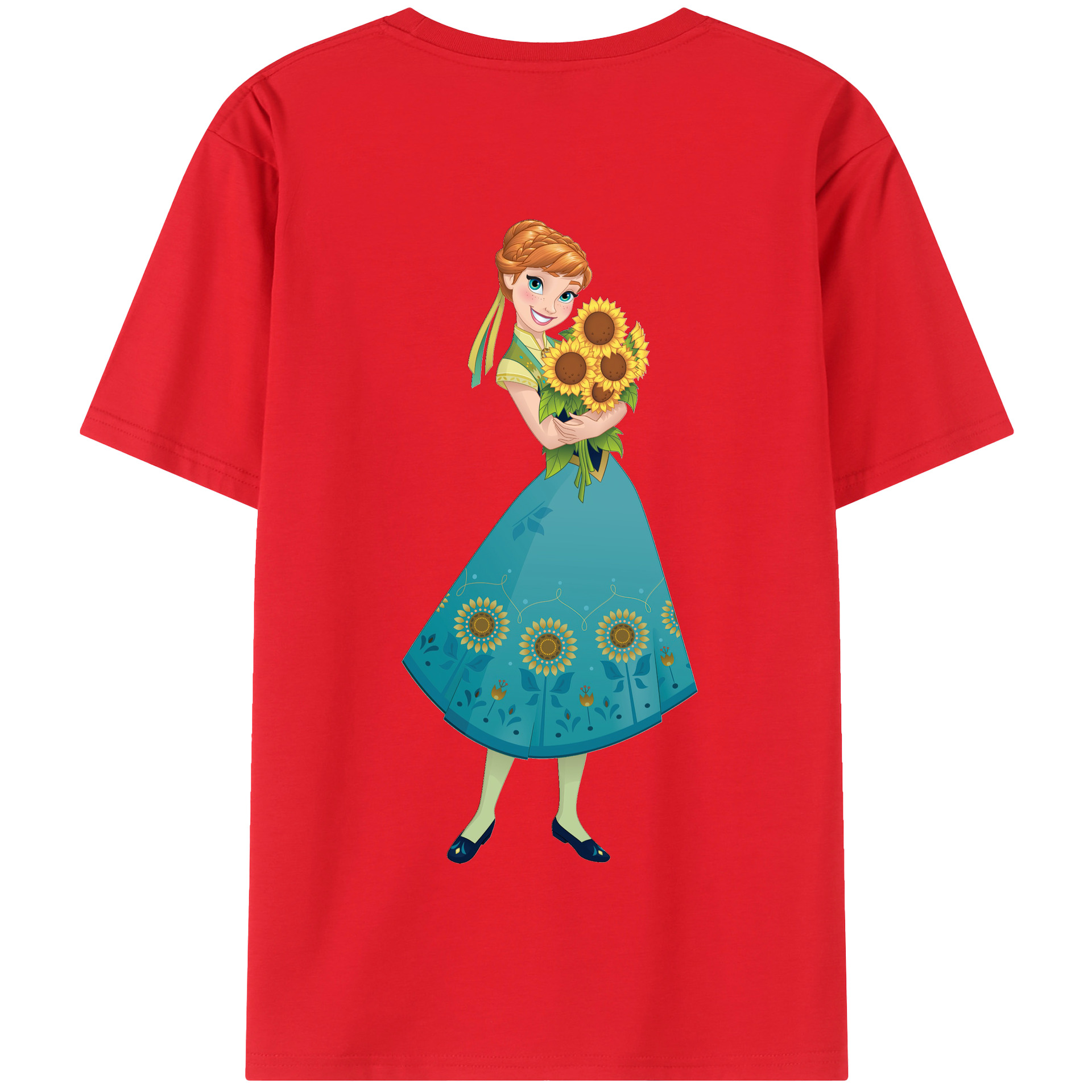 （画像用） アナと雪の女王 アンナ エルサ Frozen Anna Elsa 綿100％半袖Tシャツ（背面プリント）