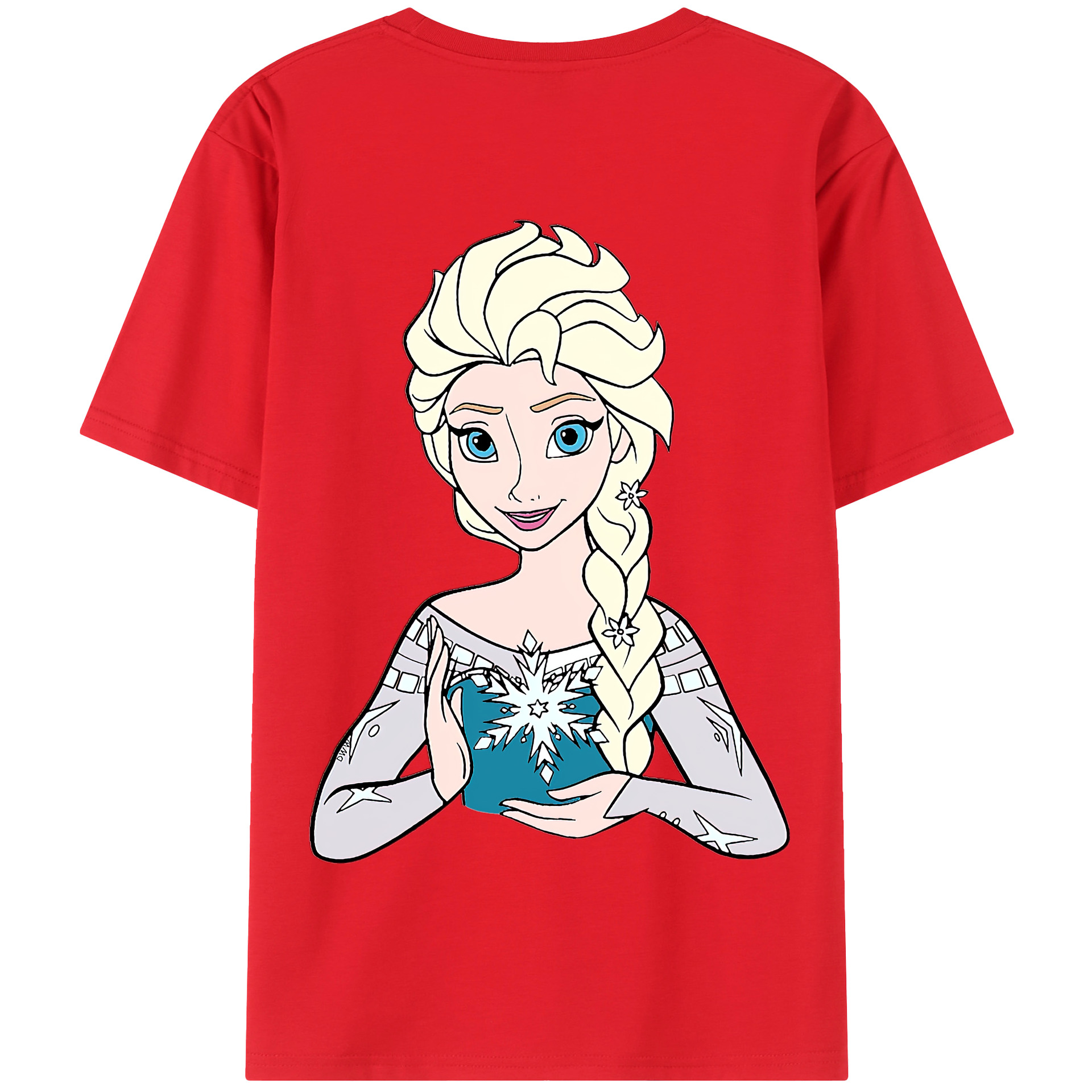 （画像用） アナと雪の女王 アンナ エルサ Frozen Anna Elsa 綿100％半袖Tシャツ（背面プリント）