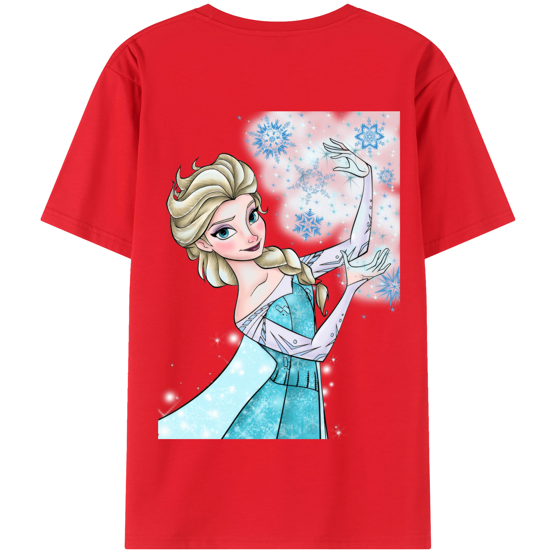 （画像用） アナと雪の女王 アンナ エルサ Frozen Anna Elsa 綿100％半袖Tシャツ（背面プリント）