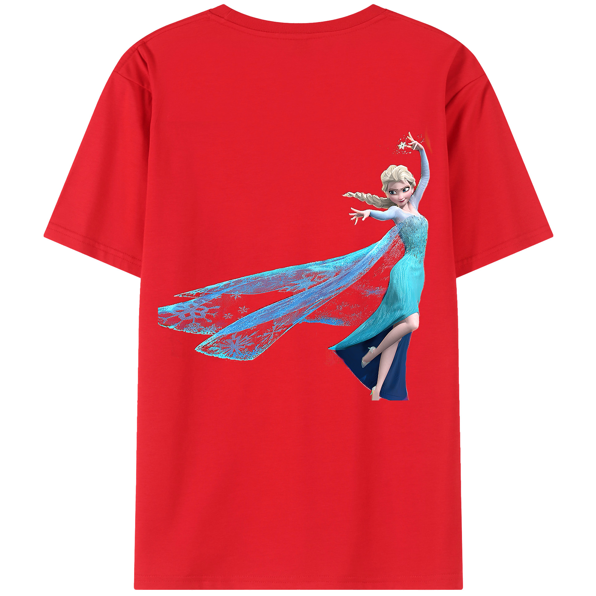 （画像用） アナと雪の女王 アンナ エルサ Frozen Anna Elsa 綿100％半袖Tシャツ（背面プリント）