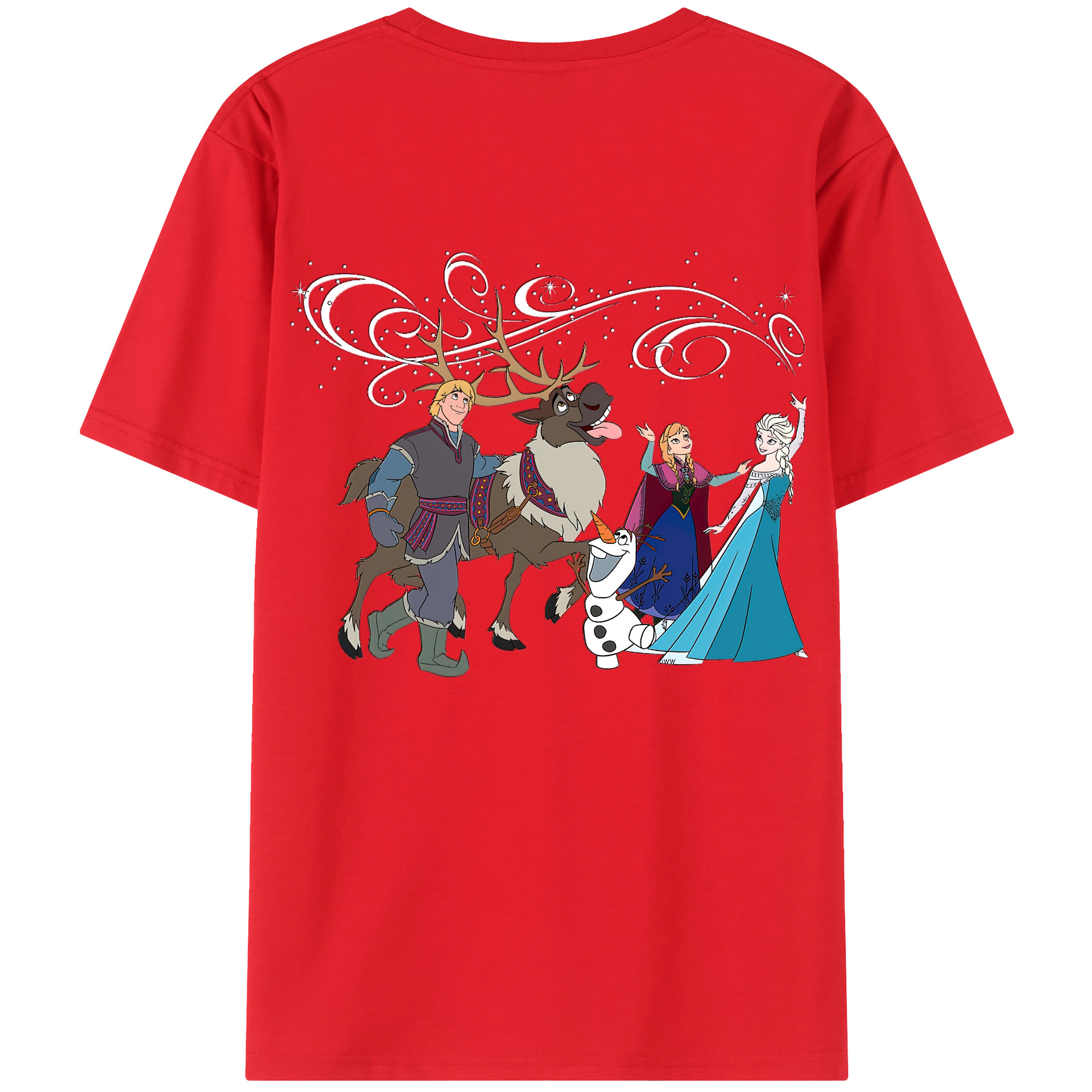 （画像用） アナと雪の女王 アンナ エルサ Frozen Anna Elsa 綿100％半袖Tシャツ（背面プリント）