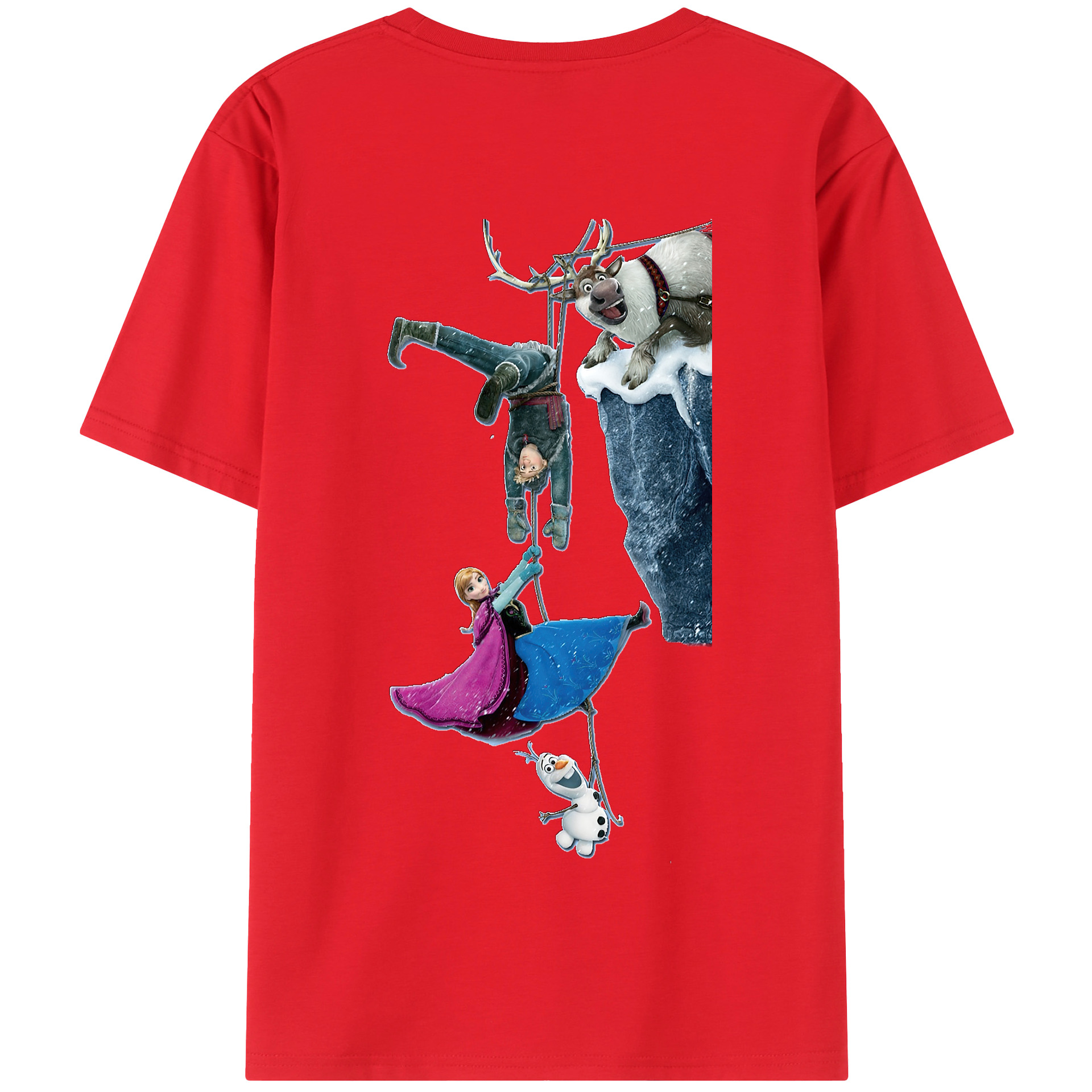 （画像用） アナと雪の女王 アンナ エルサ Frozen Anna Elsa 綿100％半袖Tシャツ（背面プリント）