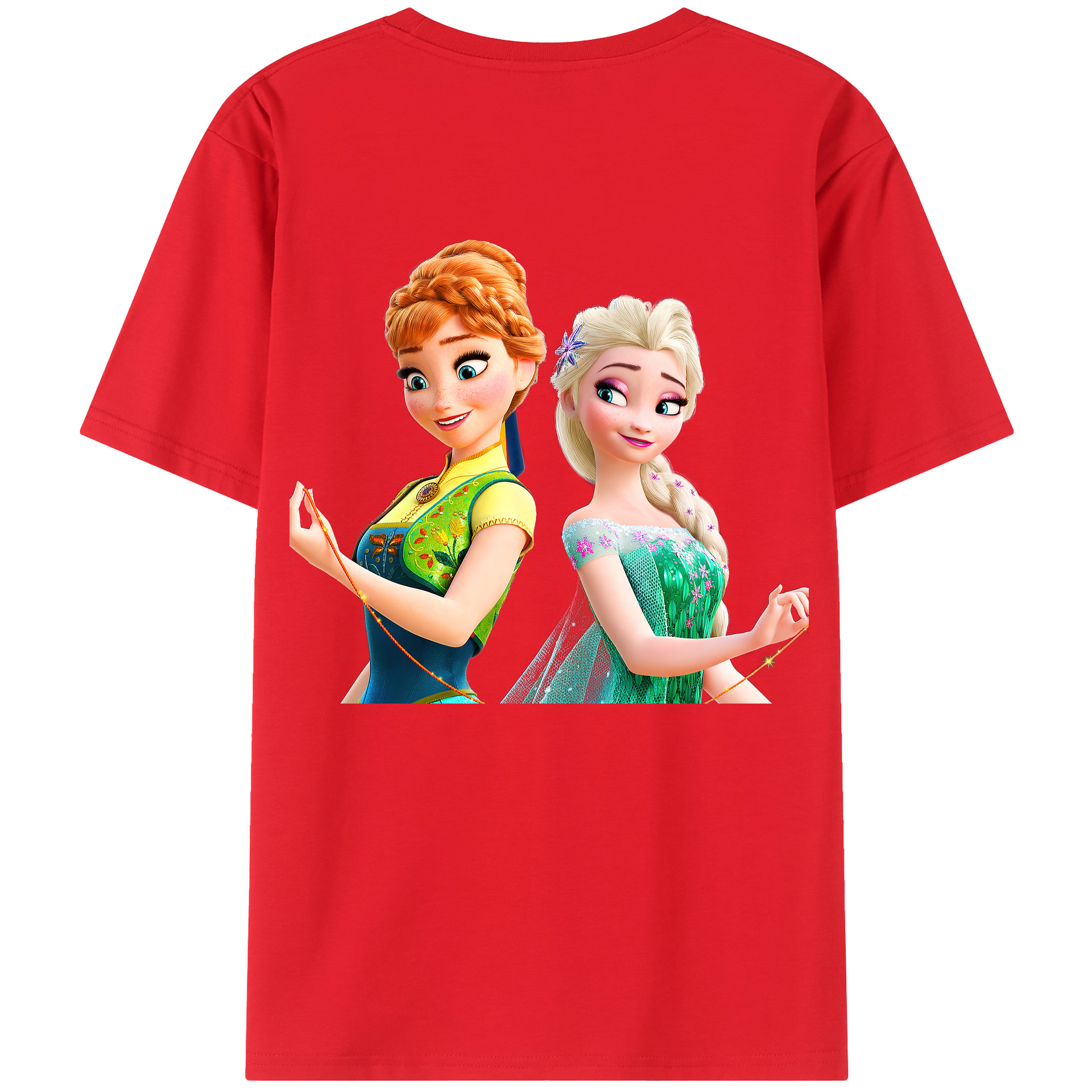 （画像用） アナと雪の女王 アンナ エルサ Frozen Anna Elsa 綿100％半袖Tシャツ（背面プリント）