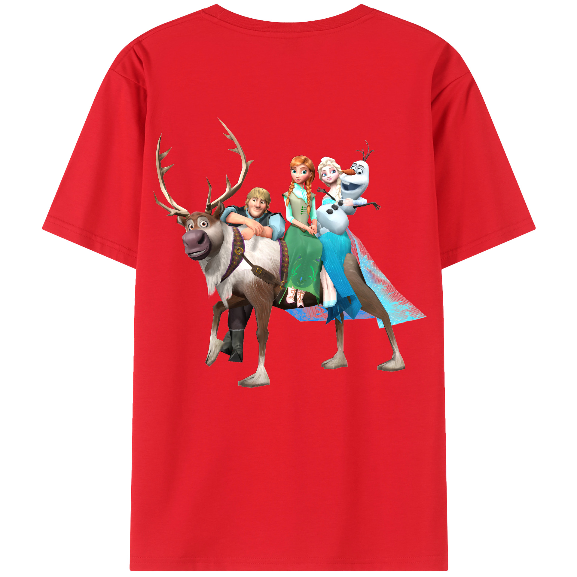 （画像用） アナと雪の女王 アンナ エルサ Frozen Anna Elsa 綿100％半袖Tシャツ（背面プリント）