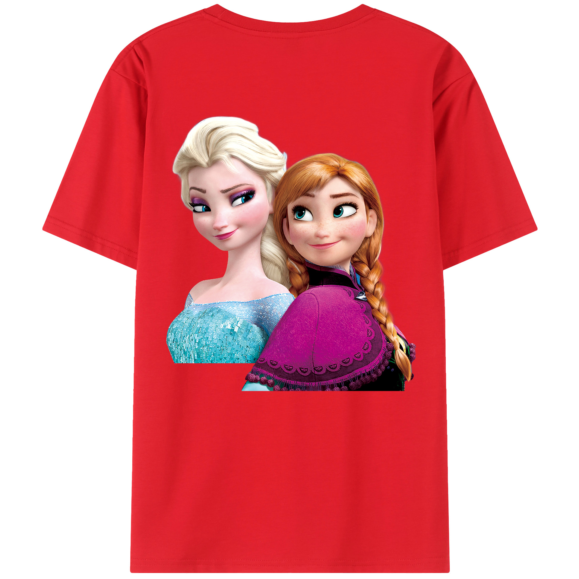 （画像用） アナと雪の女王 アンナ エルサ Frozen Anna Elsa 綿100％半袖Tシャツ（背面プリント）