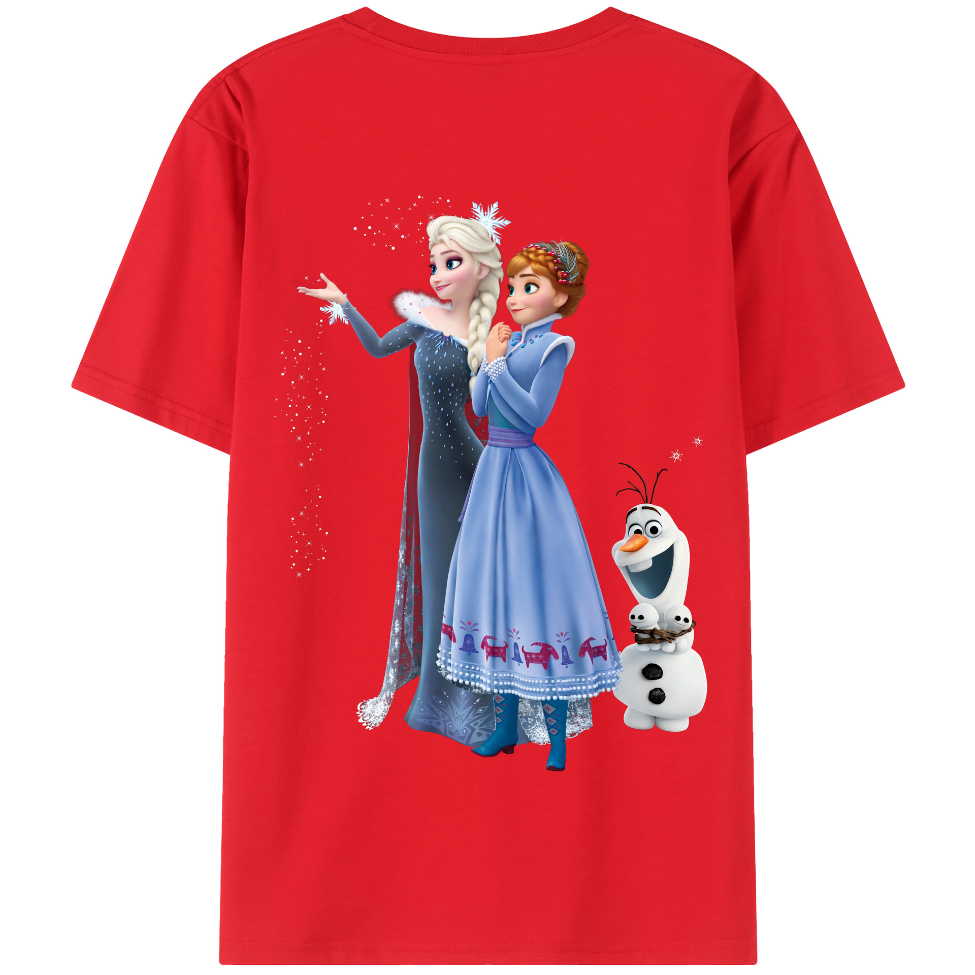 （画像用） アナと雪の女王 アンナ エルサ Frozen Anna Elsa 綿100％半袖Tシャツ（背面プリント）