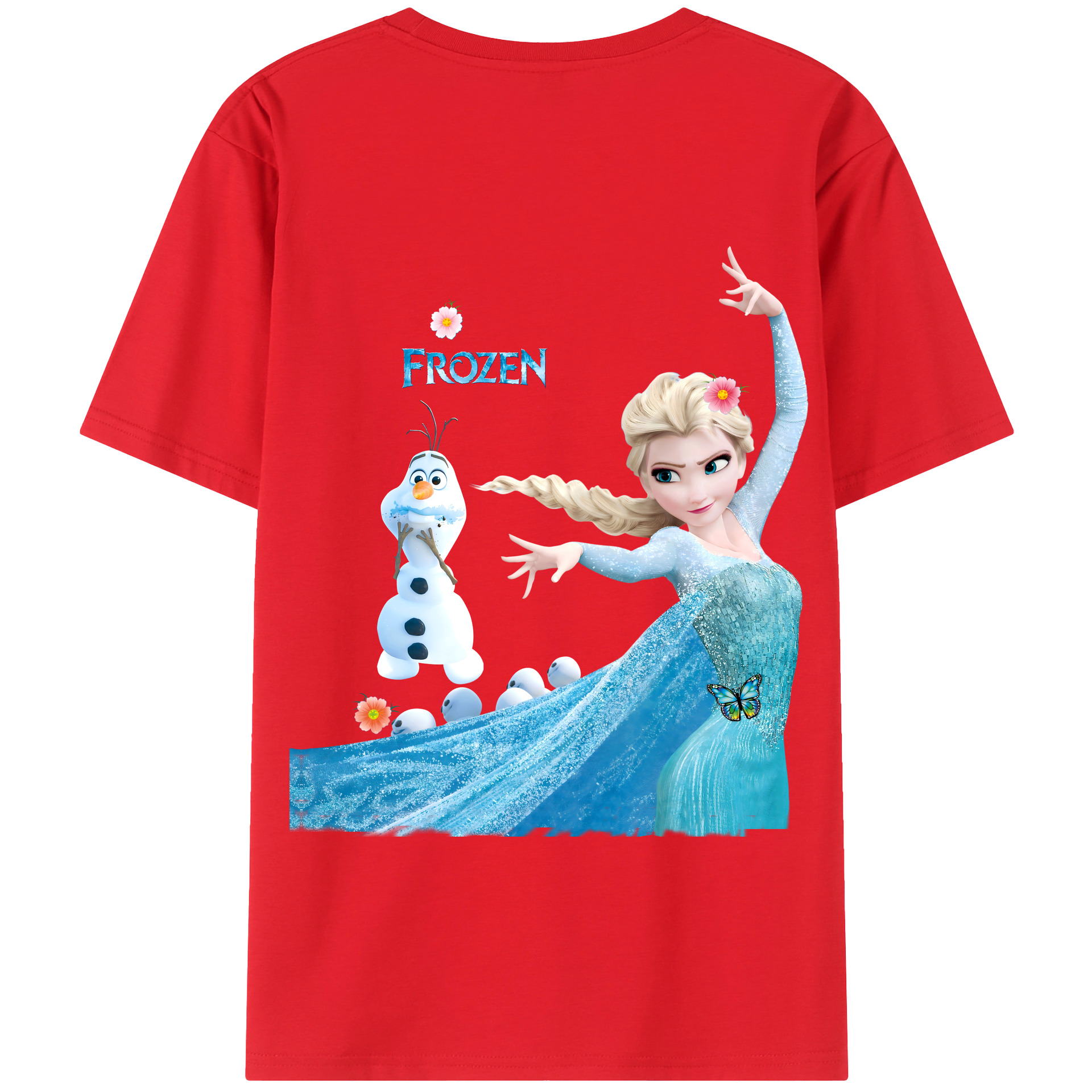 （画像用） アナと雪の女王 アンナ エルサ Frozen Anna Elsa 綿100％半袖Tシャツ（背面プリント）