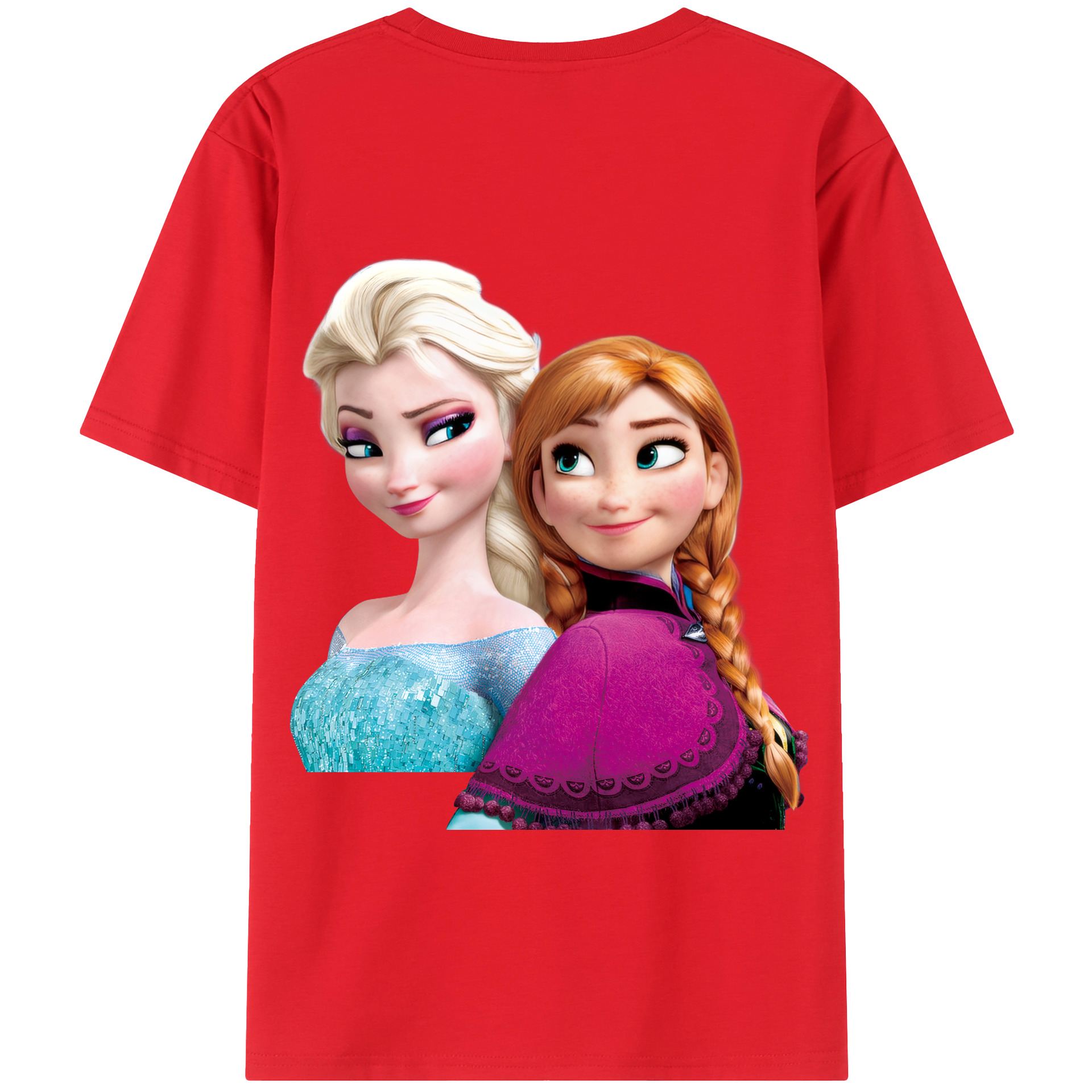 （画像用） アナと雪の女王 アンナ エルサ Frozen Anna Elsa 綿100％半袖Tシャツ（背面プリント）