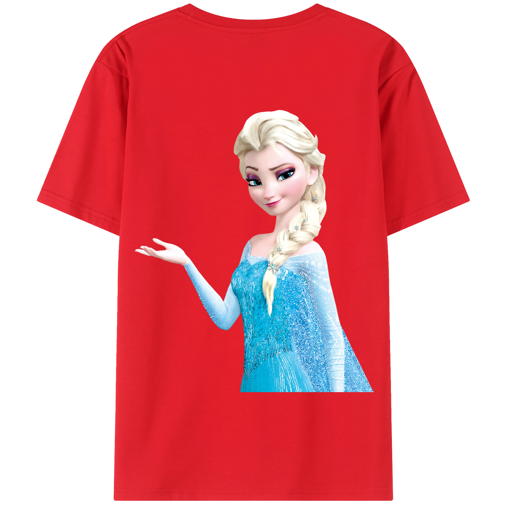 （画像用） アナと雪の女王 アンナ エルサ Frozen Anna Elsa 綿100％半袖Tシャツ（背面プリント）