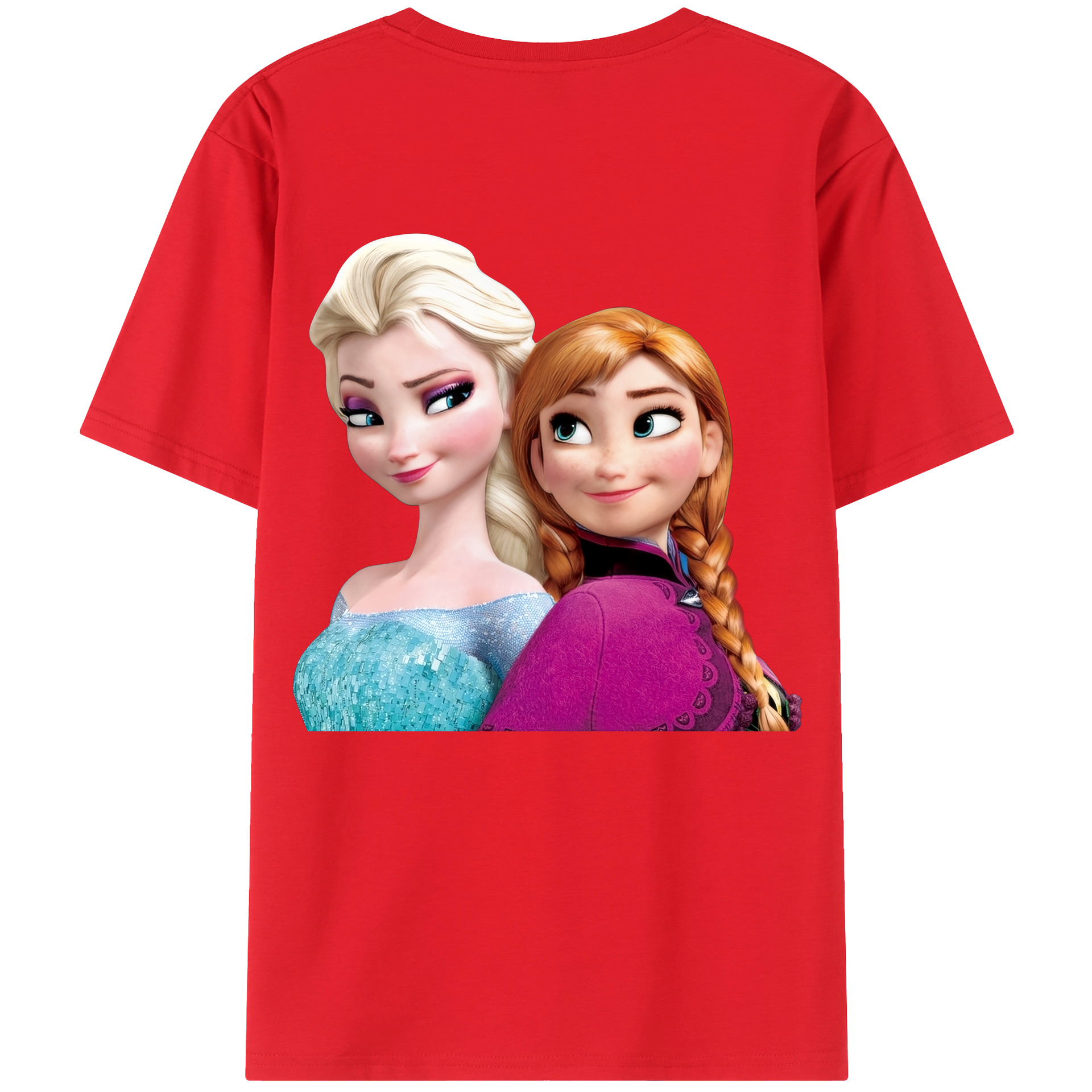 （画像用） アナと雪の女王 アンナ エルサ Frozen Anna Elsa 綿100％半袖Tシャツ（背面プリント）