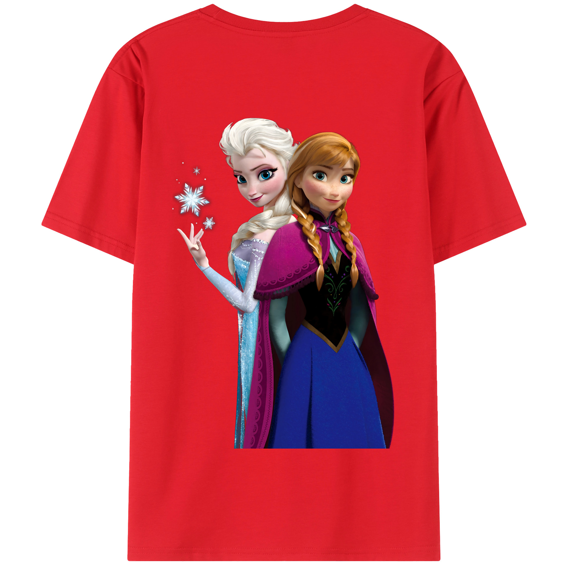 （画像用） アナと雪の女王 アンナ エルサ Frozen Anna Elsa 綿100％半袖Tシャツ（背面プリント）