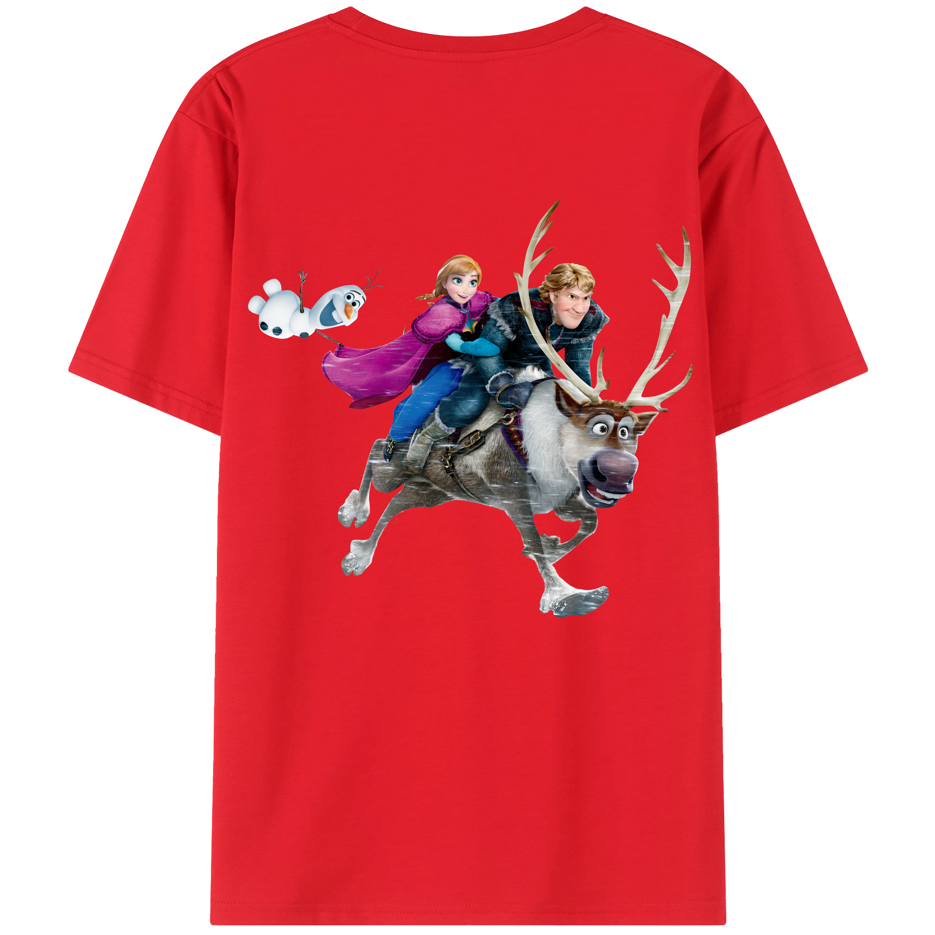 （画像用） アナと雪の女王 アンナ エルサ Frozen Anna Elsa 綿100％半袖Tシャツ（背面プリント）