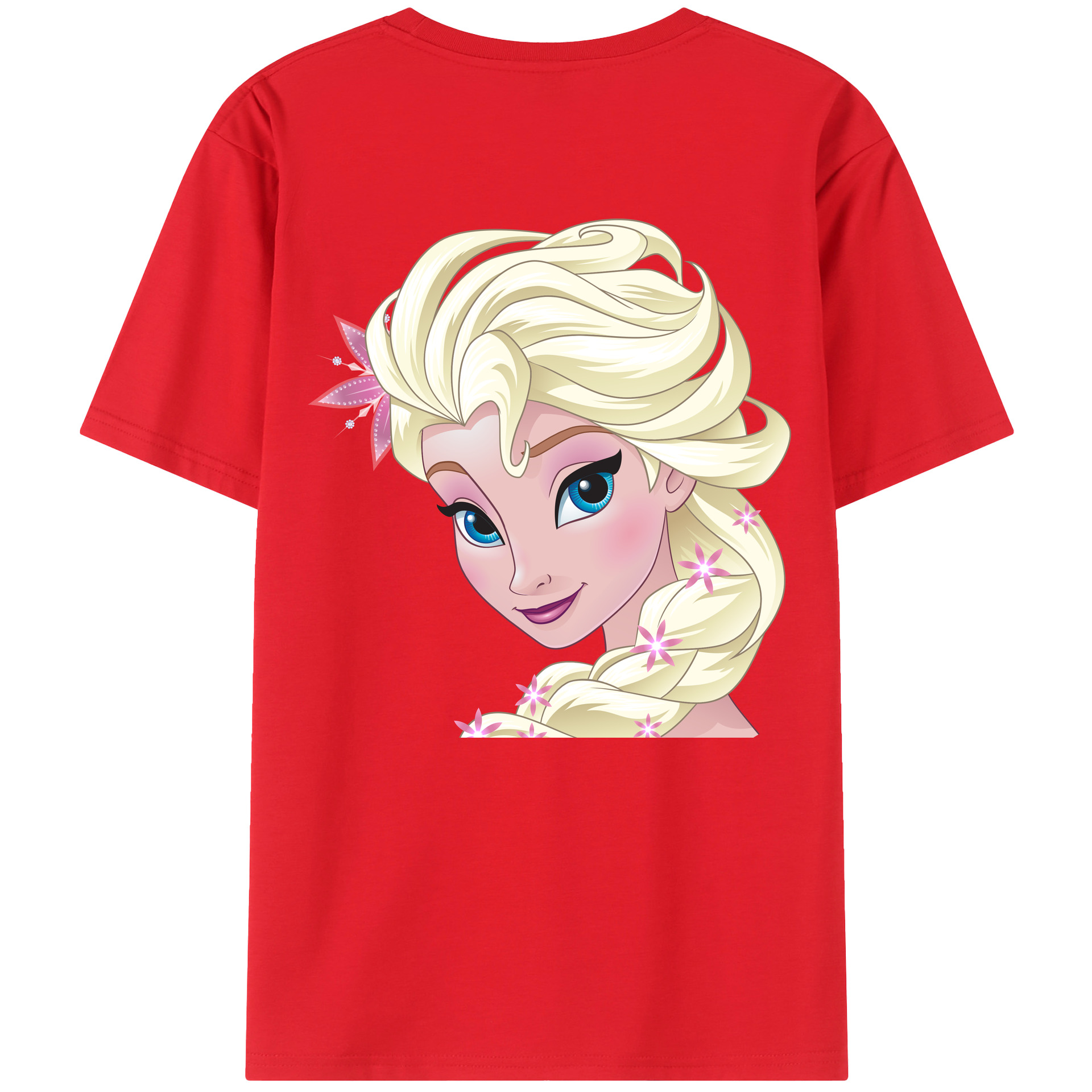 （画像用） アナと雪の女王 アンナ エルサ Frozen Anna Elsa 綿100％半袖Tシャツ（背面プリント）