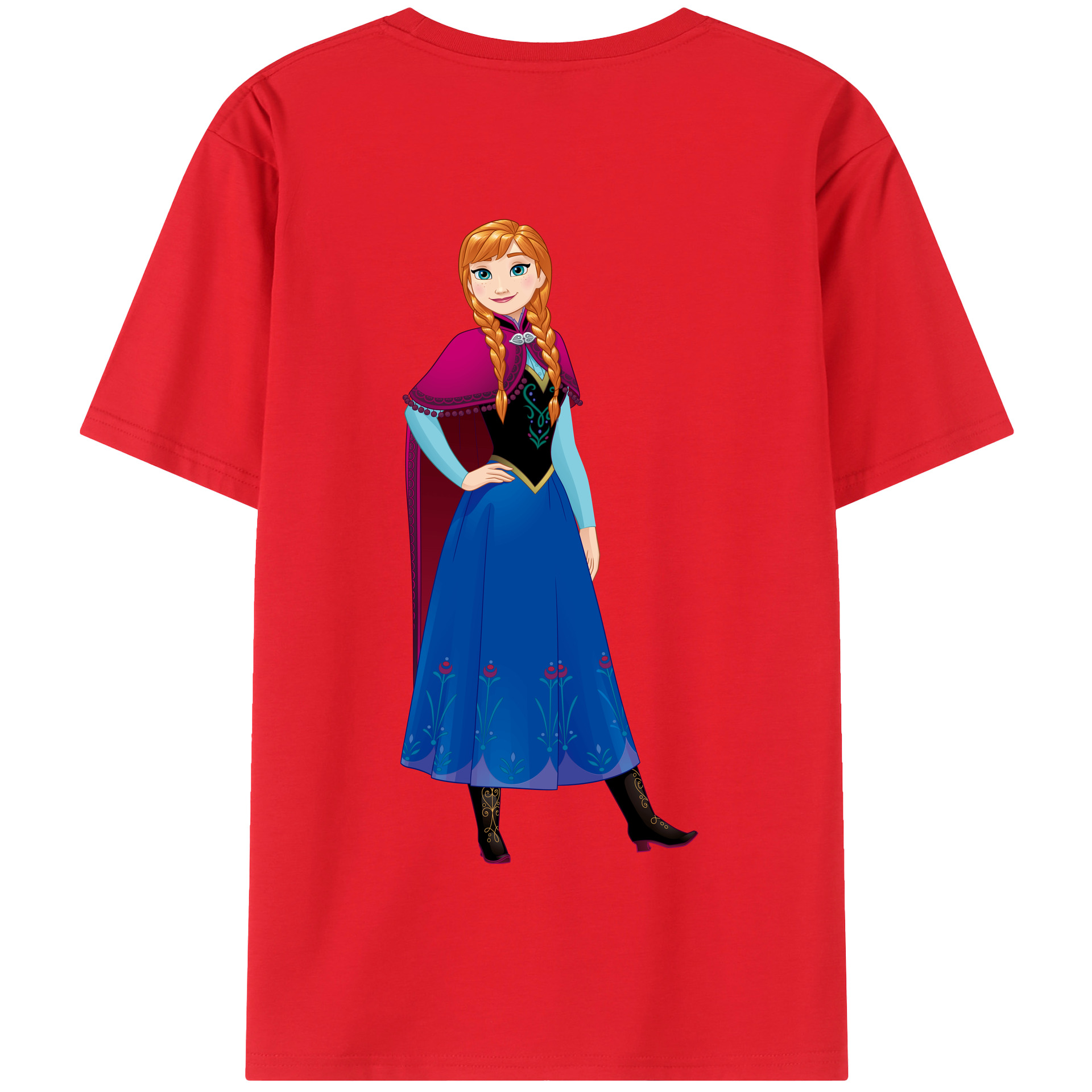 （画像用） アナと雪の女王 アンナ エルサ Frozen Anna Elsa 綿100％半袖Tシャツ（背面プリント）